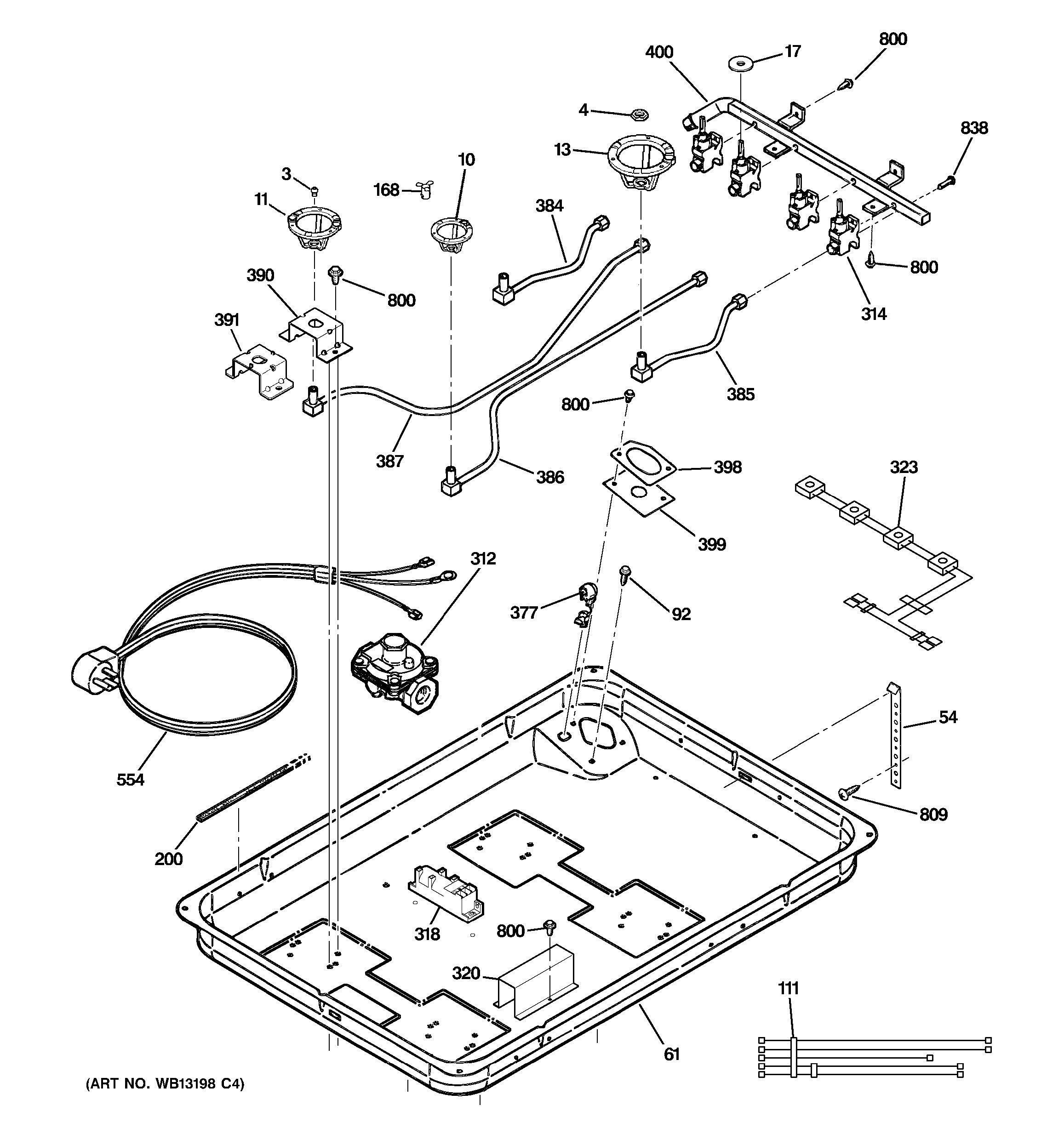 Assembly View for GAS & BURNER PARTS | JGP337BEJ3BB