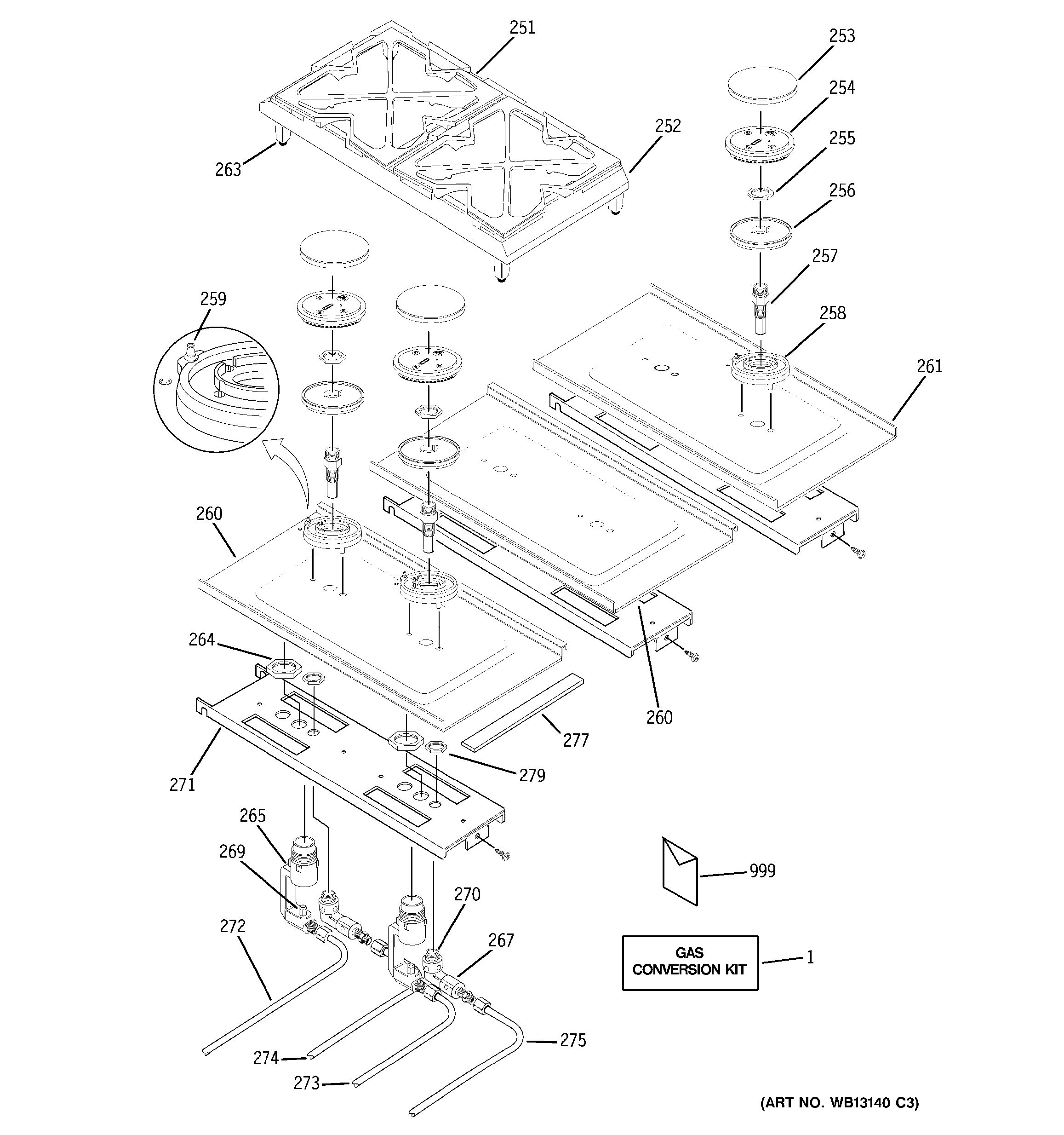 Assembly View for GAS & BURNER PARTS | ZGU48N6RH3SS