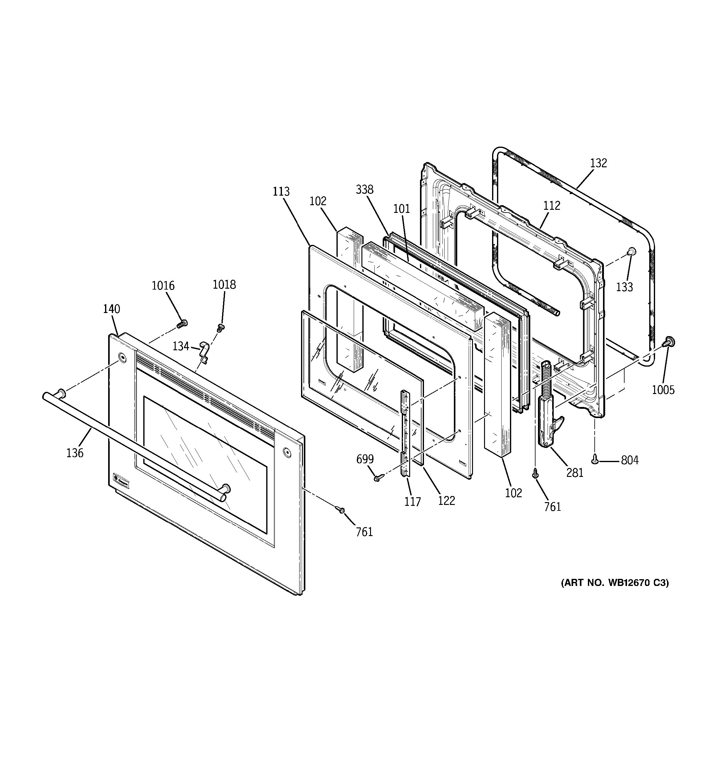 Assembly View for LOWER OVEN DOOR ZET3058SH3SS