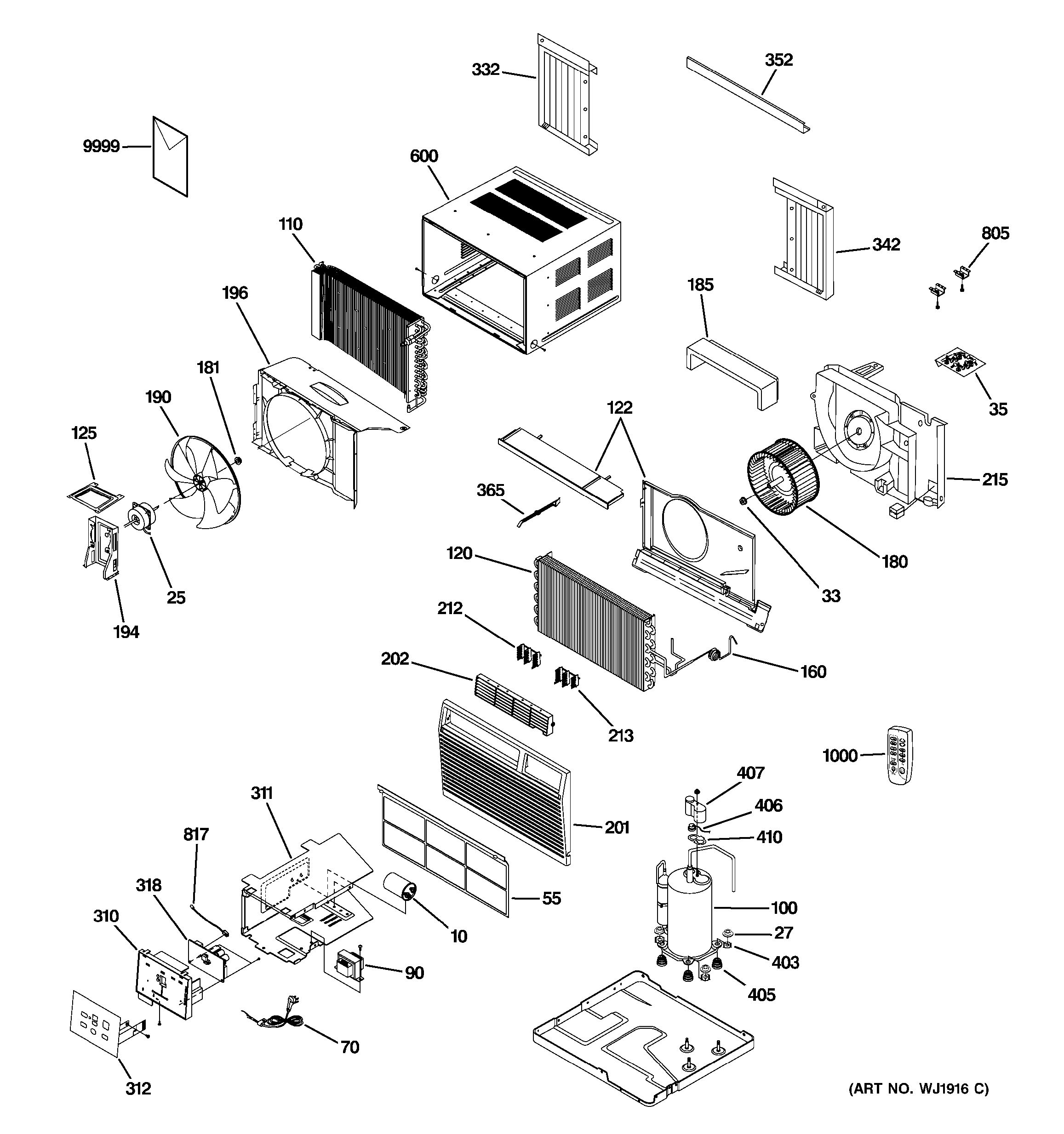 Assembly View for ROOM AIR CONDITIONER | ASH18DKS1