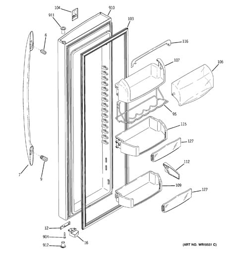 parts general electric refrigerator serial number ma419143