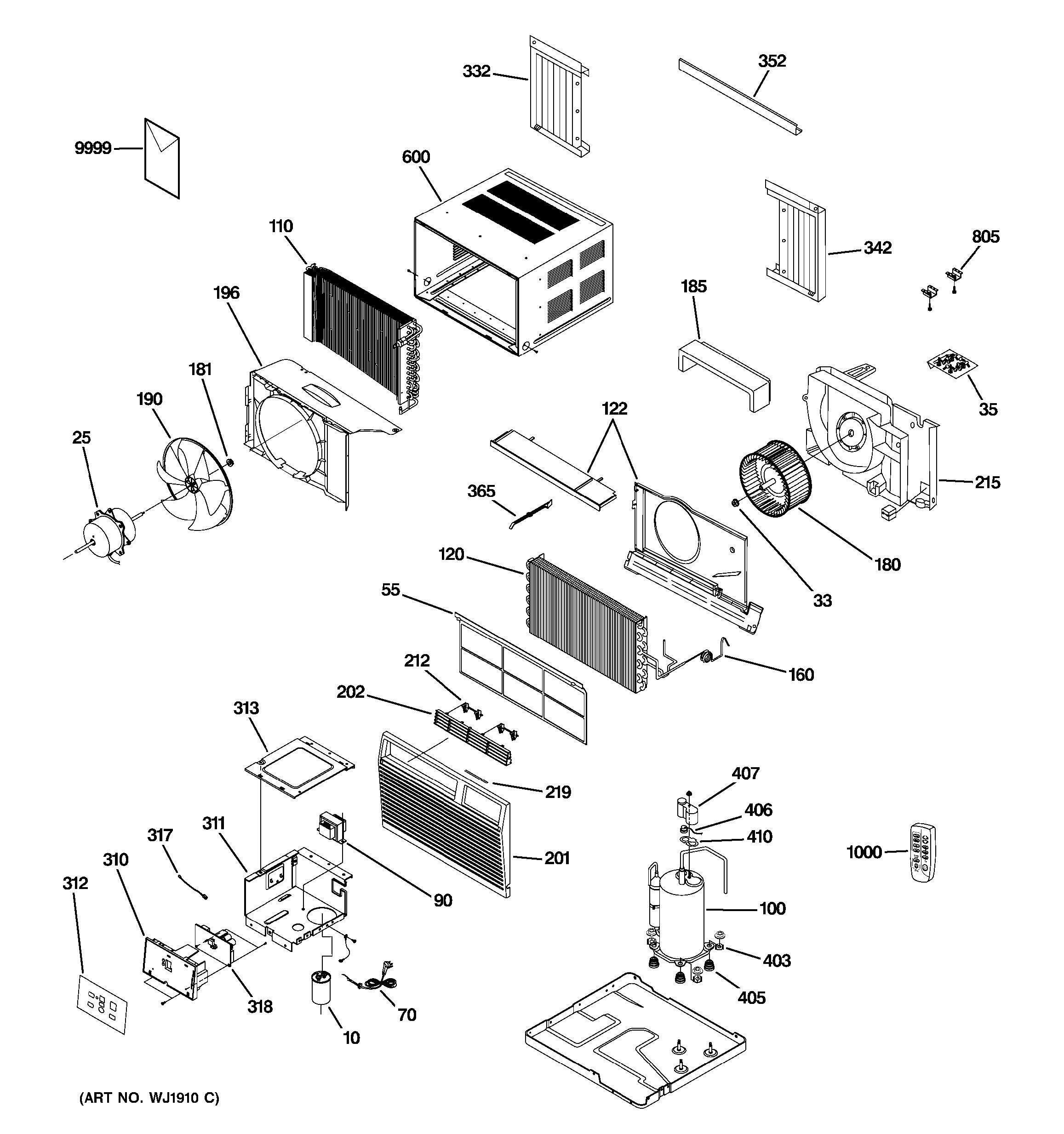 Assembly View for ROOM AIR CONDITIONER | ASQ10AKS1