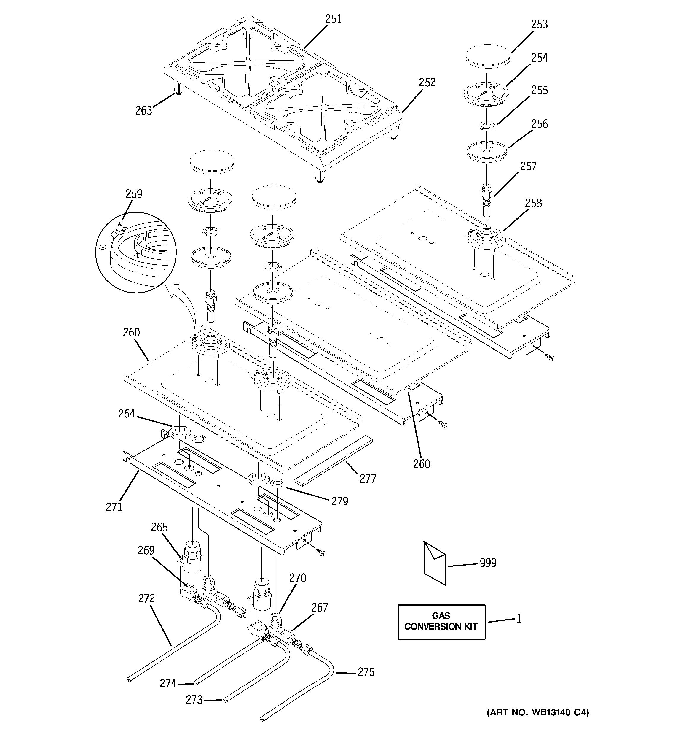 Assembly View for GAS & BURNER PARTS ZGU48L4GH5SS