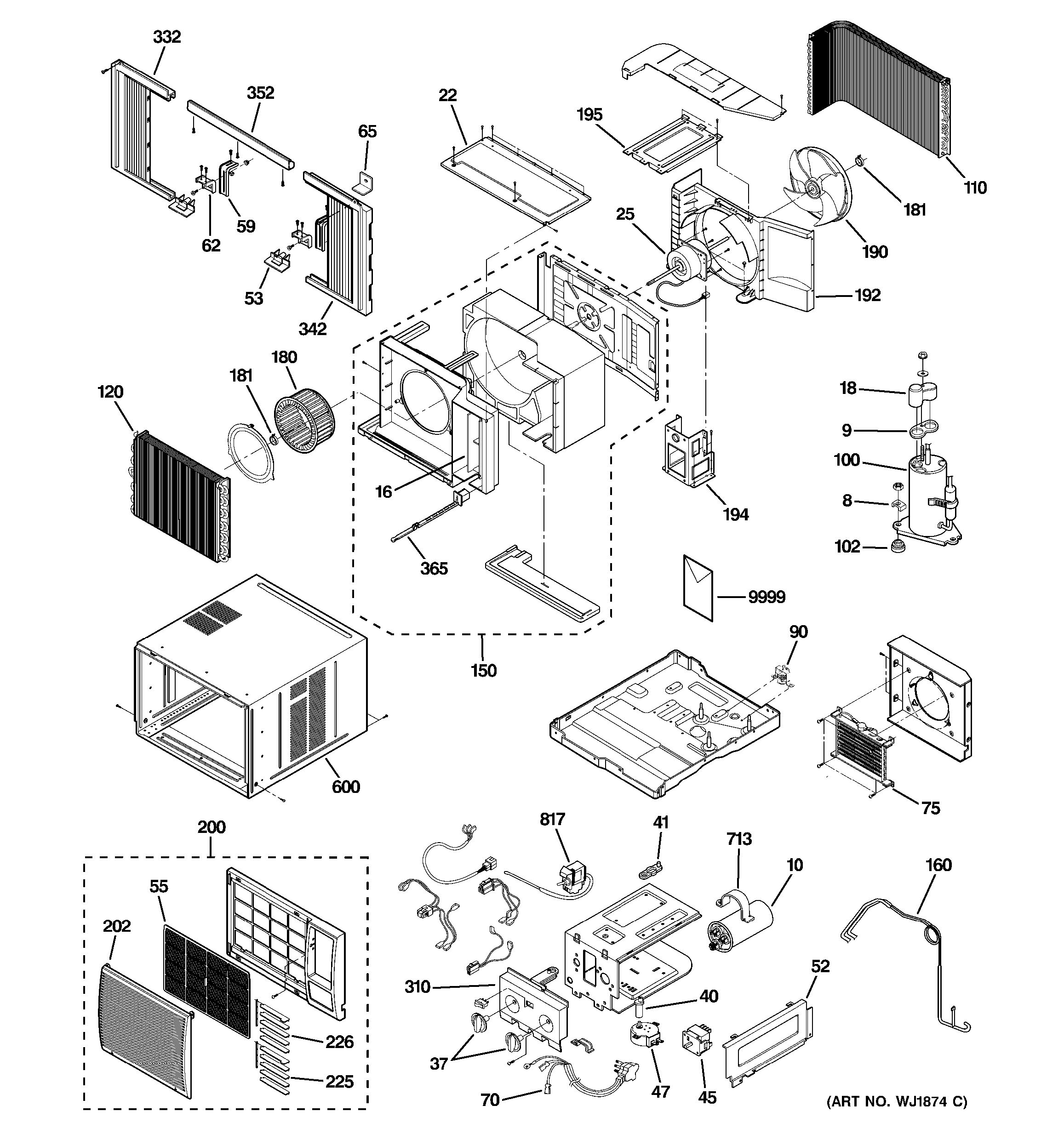 Assembly View For Room Air Conditioner 