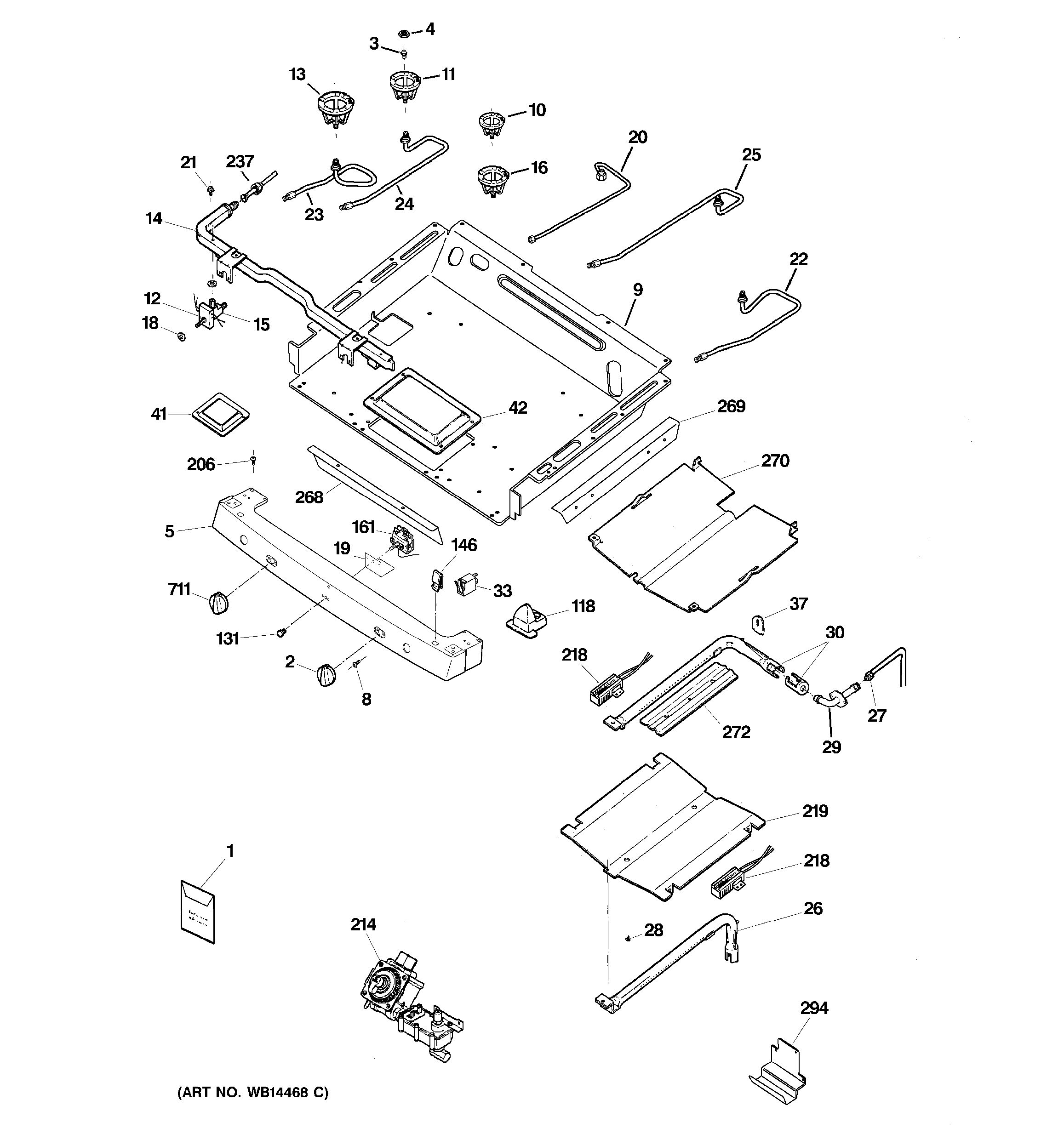 Assembly View for GAS & BURNER PARTS | JGB918WEK7WW