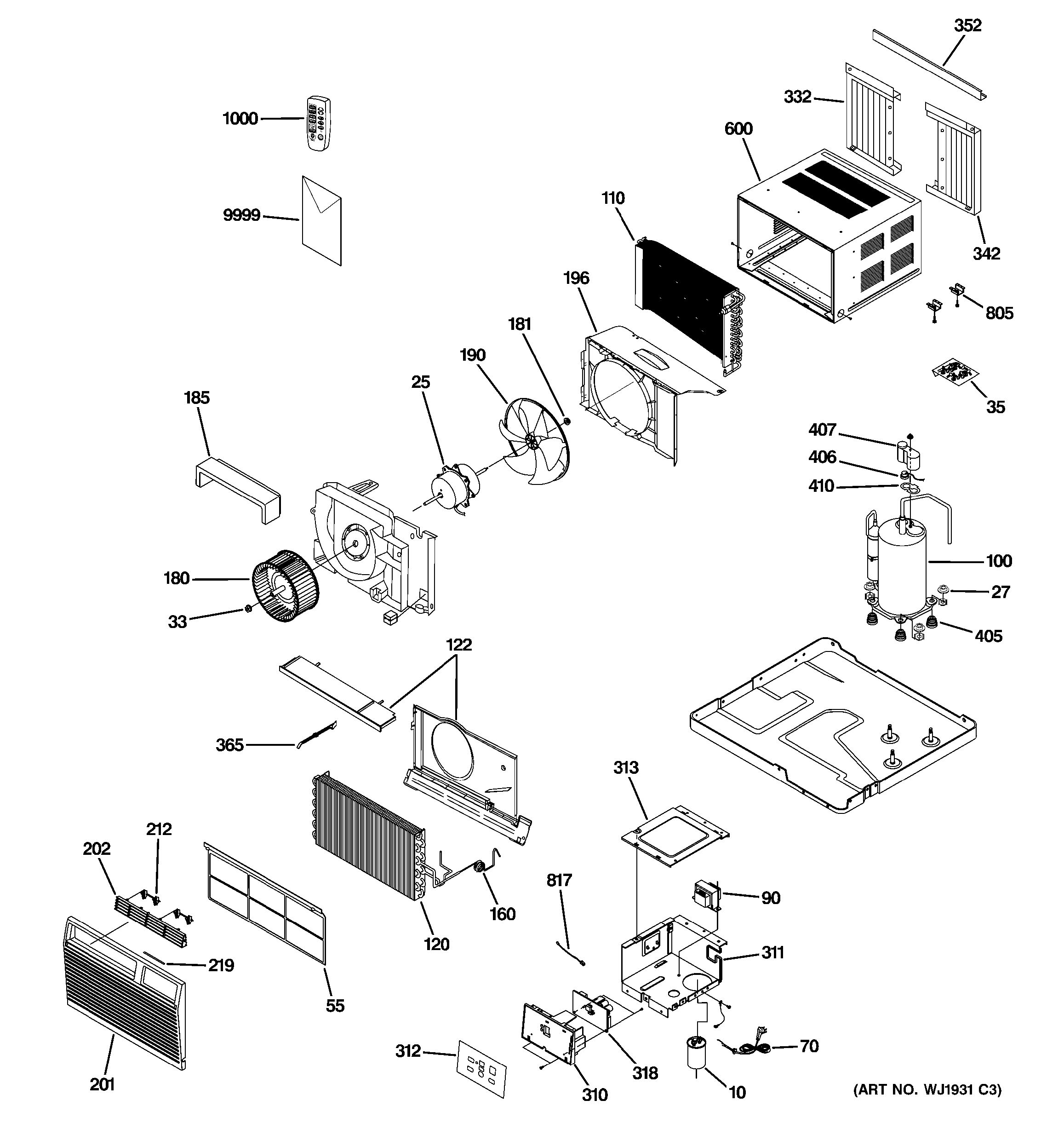 Assembly View For Room Air Conditioner Asm08lls1 7793