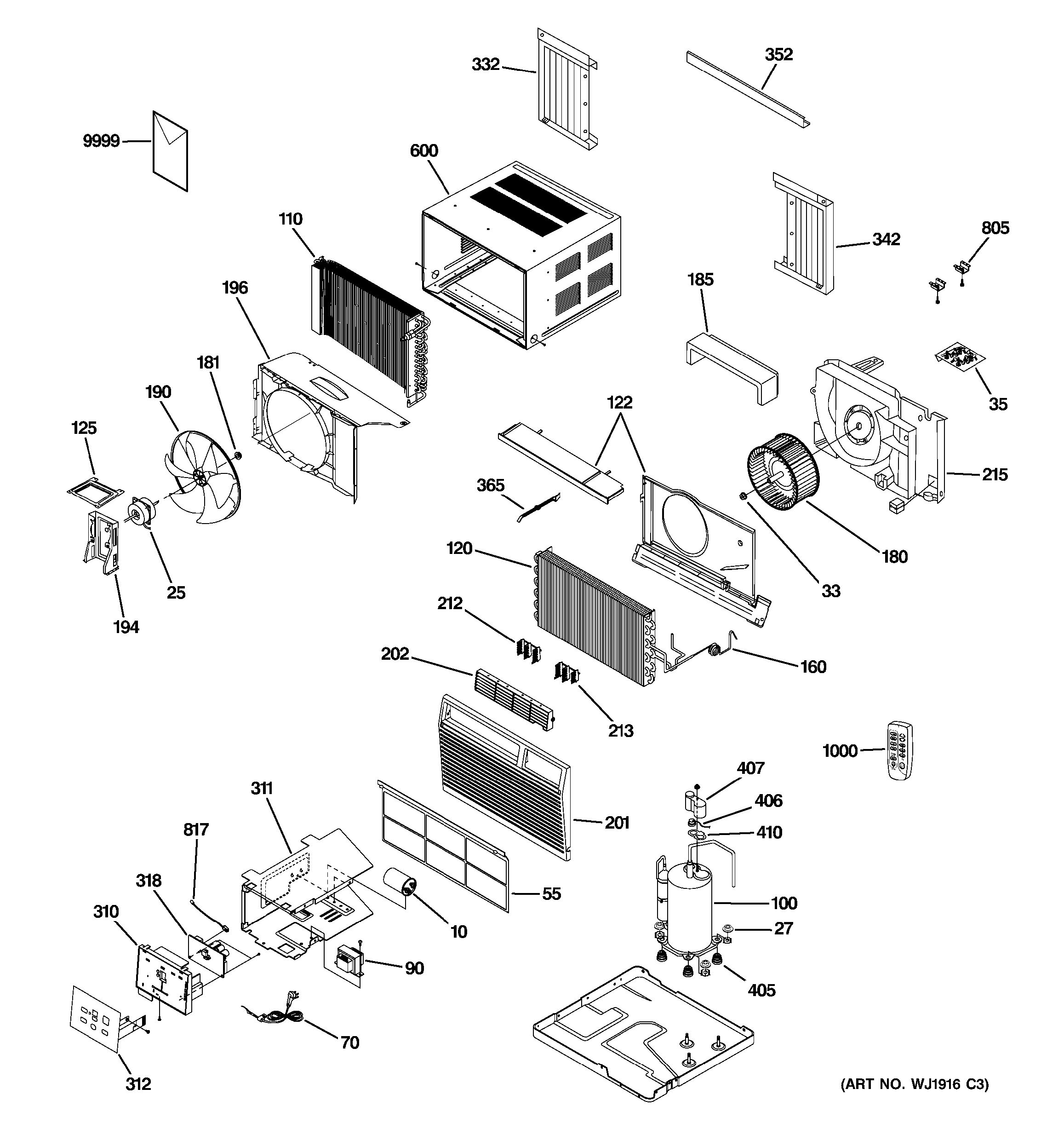 Assembly View for ROOM AIR CONDITIONER | ASM14ALS1