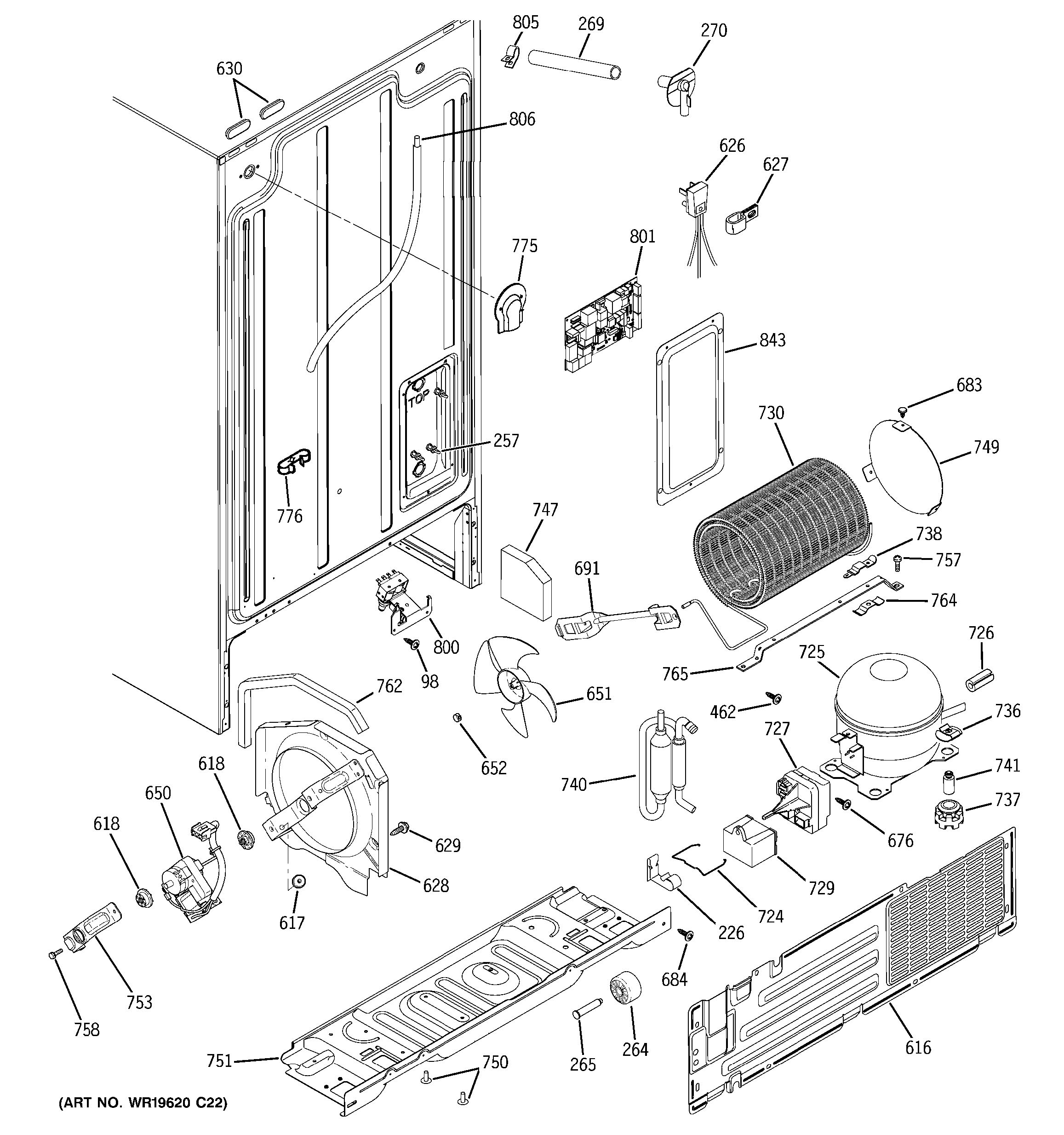 Assembly View for SEALED SYSTEM & MOTHER BOARD HSM25GFTASA