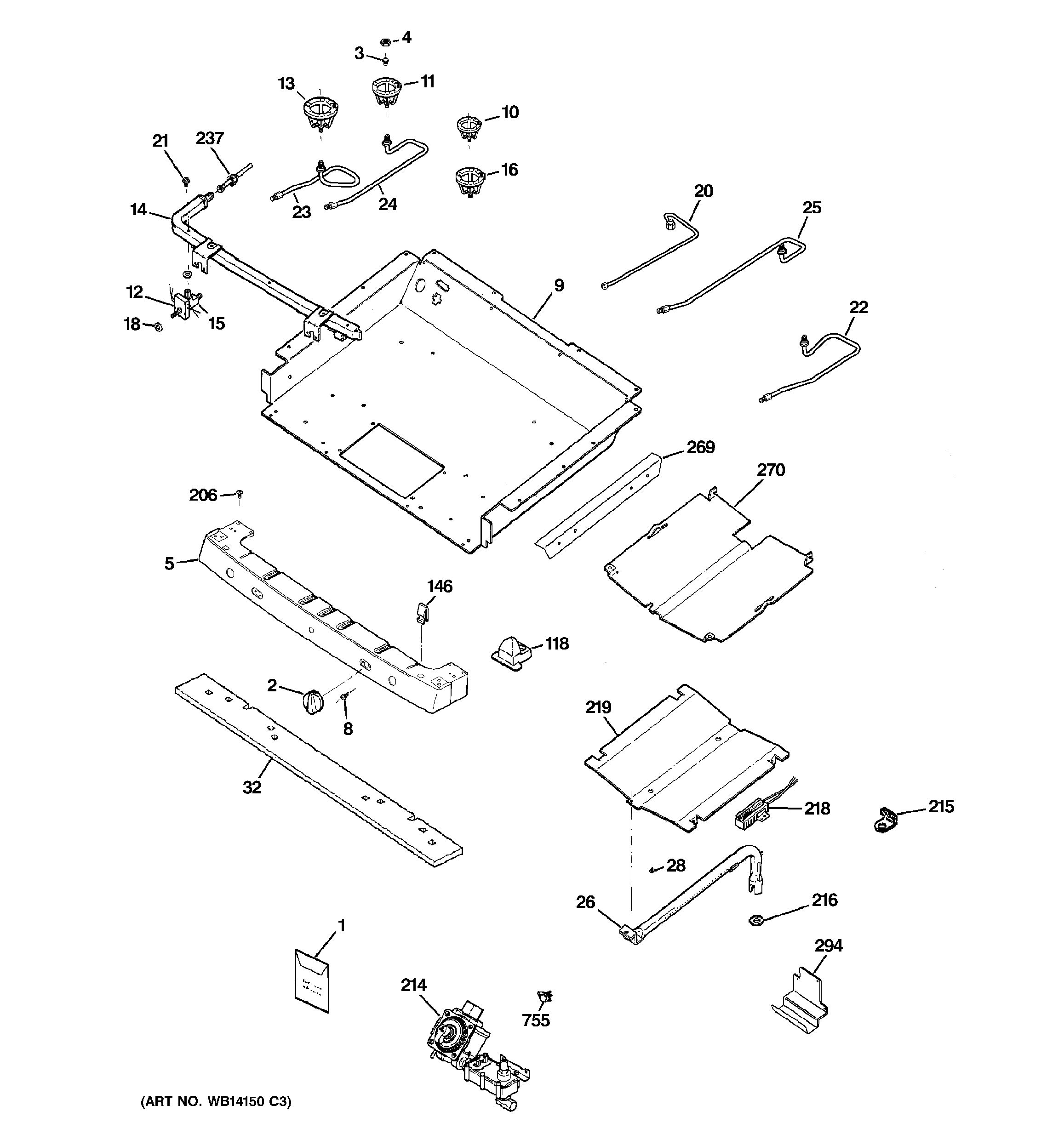 Assembly View for GAS & BURNER PARTS | P2B912SEM2SS