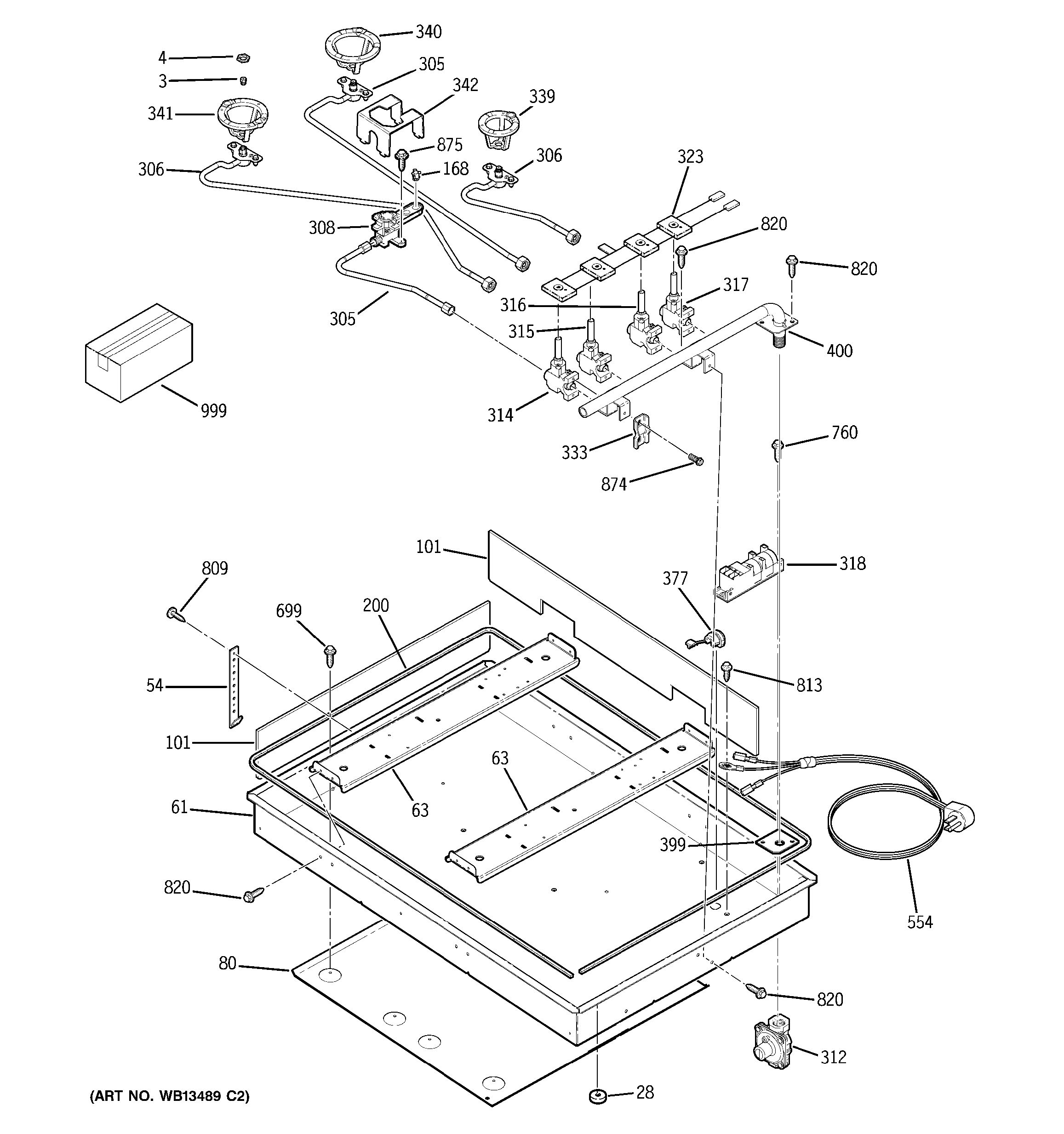 Assembly View for GAS & BURNER PARTS | JGP933WEK1WW