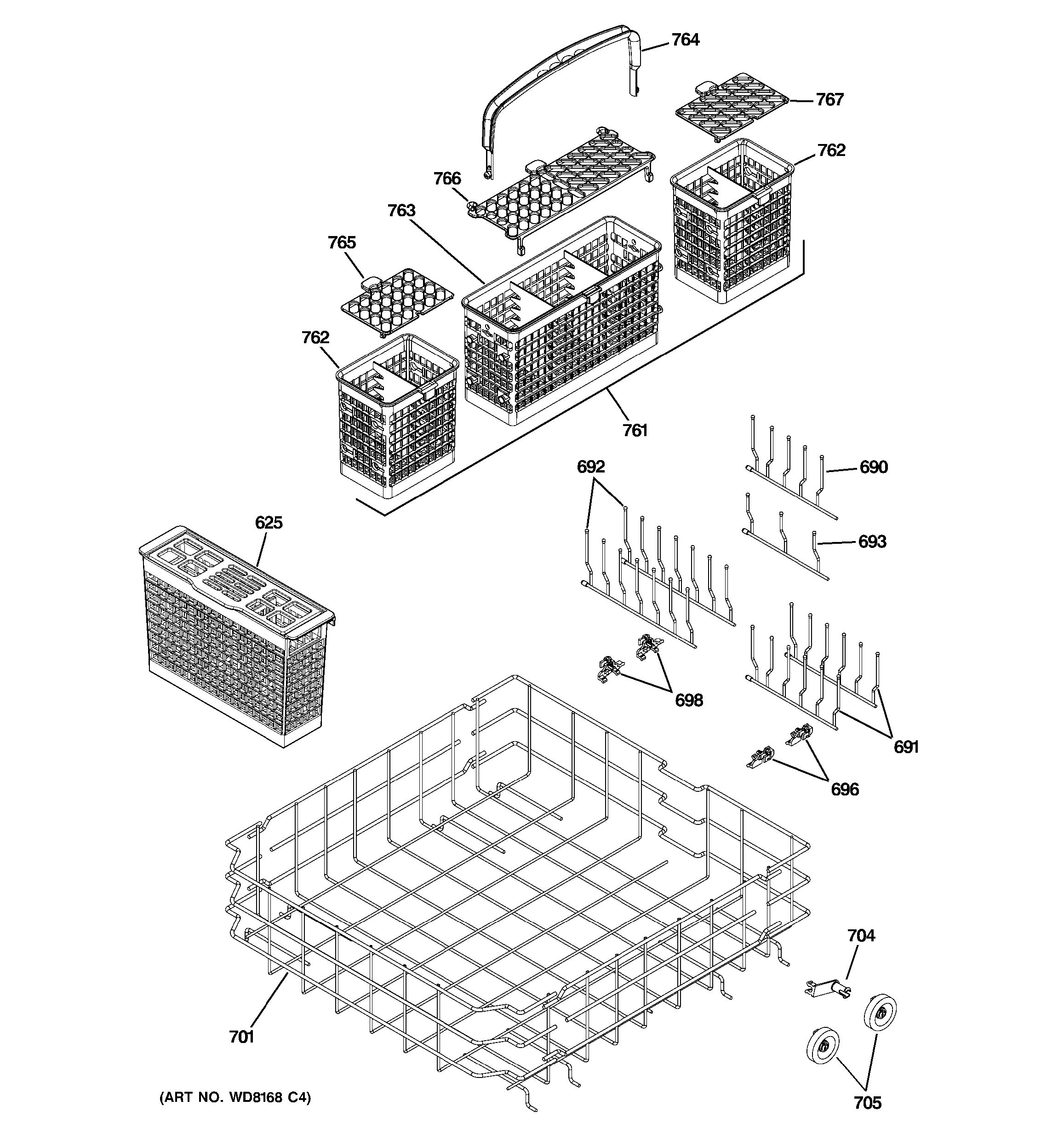 Assembly View for LOWER RACK ASSEMBLY ZBD7920P10SS