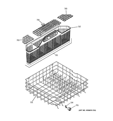 Ge dishwasher deals bottom rack replacement