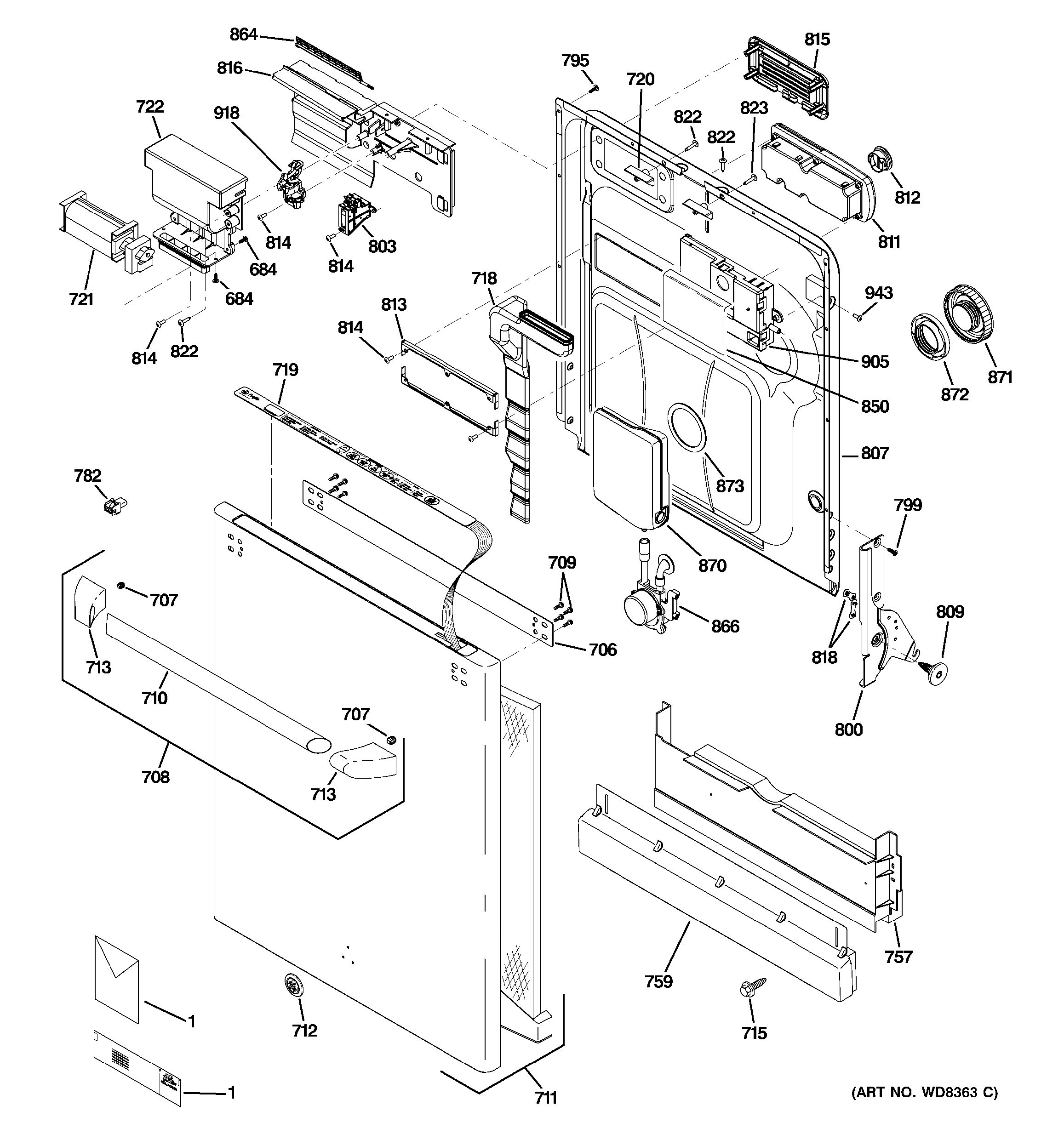 Assembly View for ESCUTCHEON & DOOR ASSEMBLY CDWT980R10SS