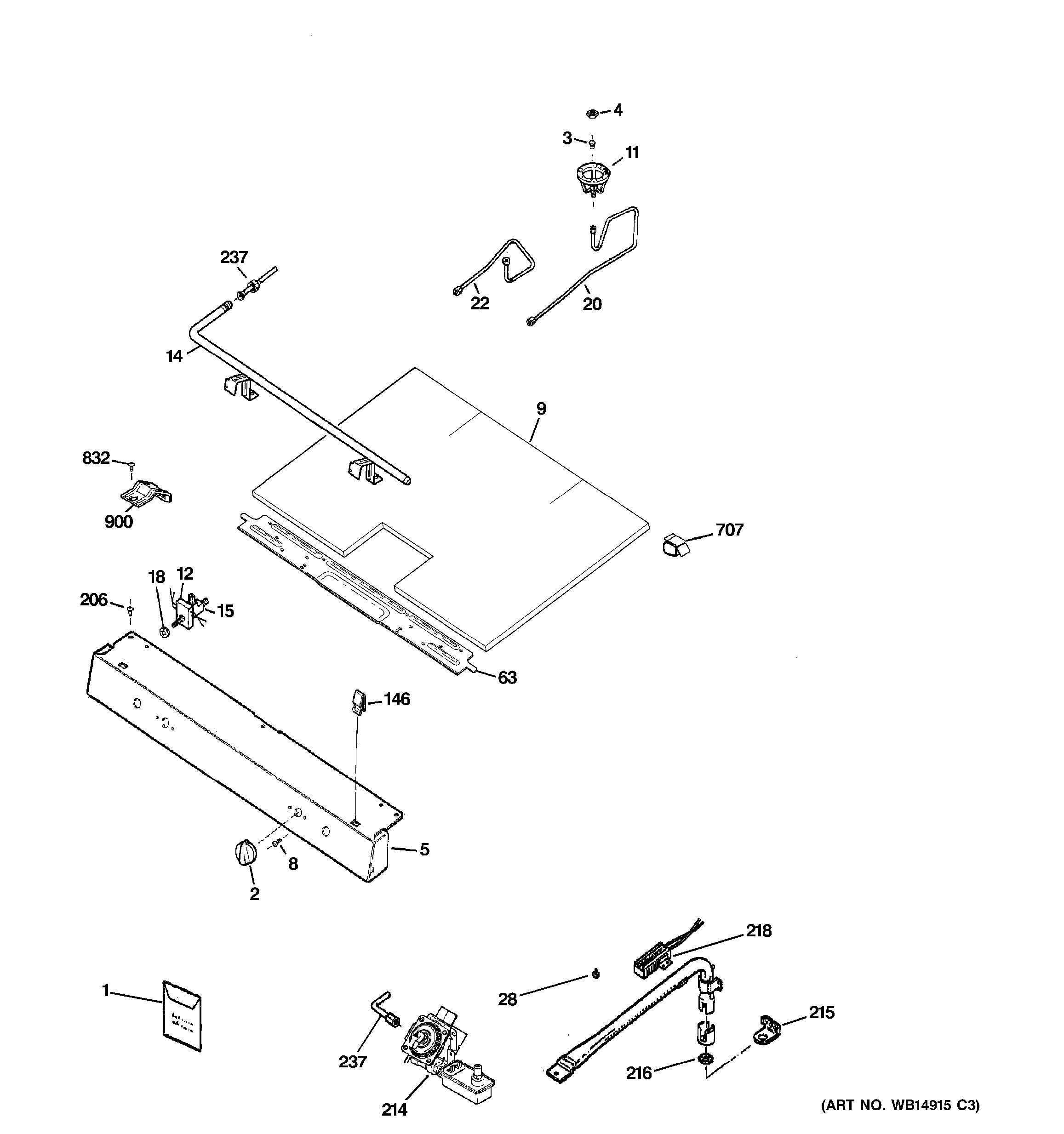 Assembly View for GAS & BURNER PARTS JGBS19DEN5WW