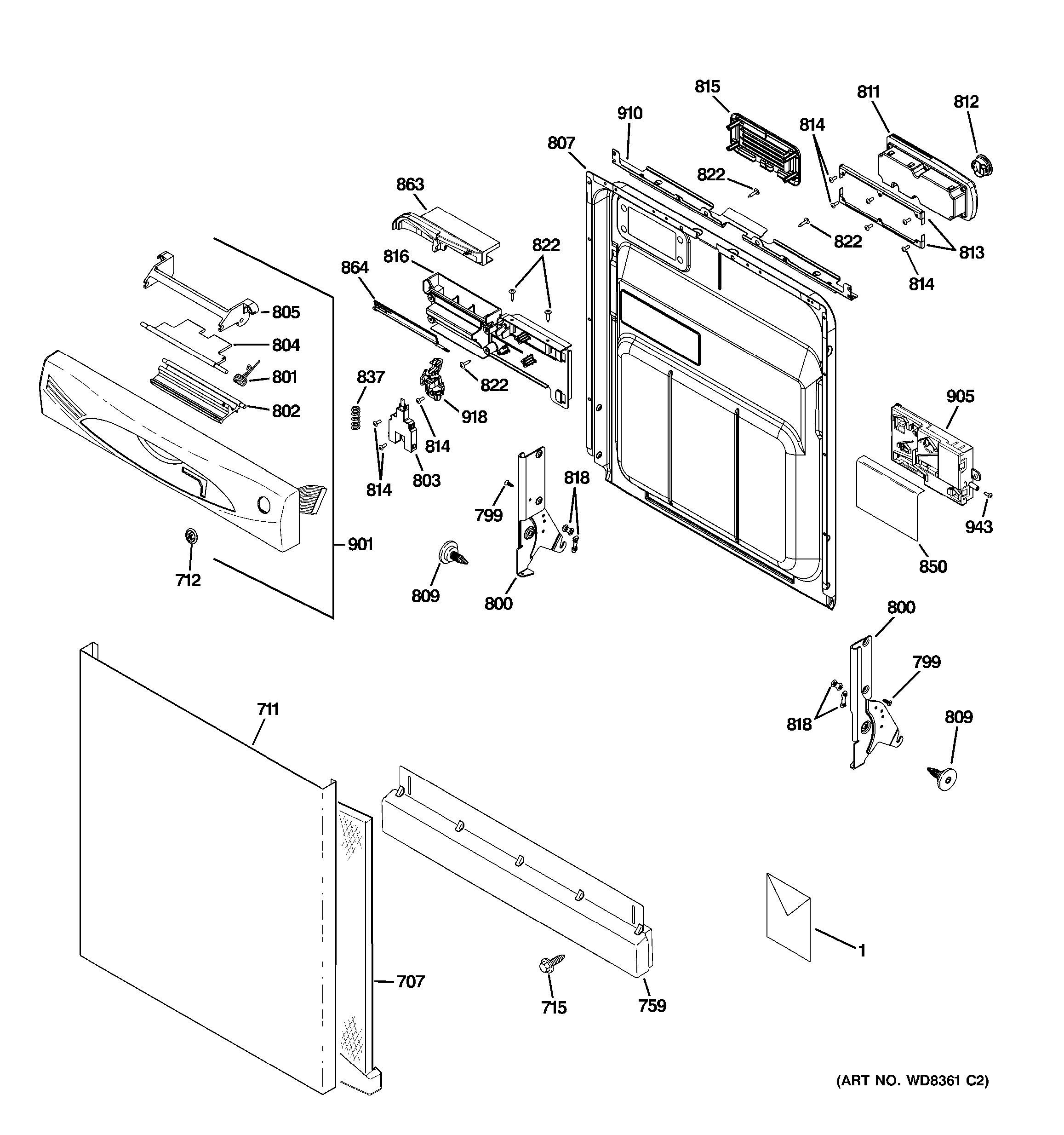 Assembly View for ESCUTCHEON & DOOR ASSEMBLY | GDWF160R10SS