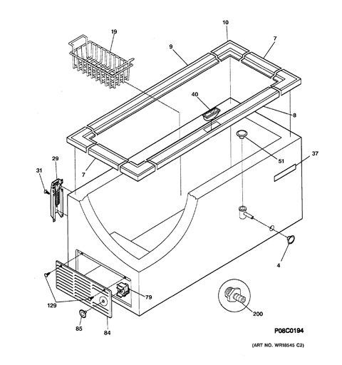 kenmore chest freezer parts diagram