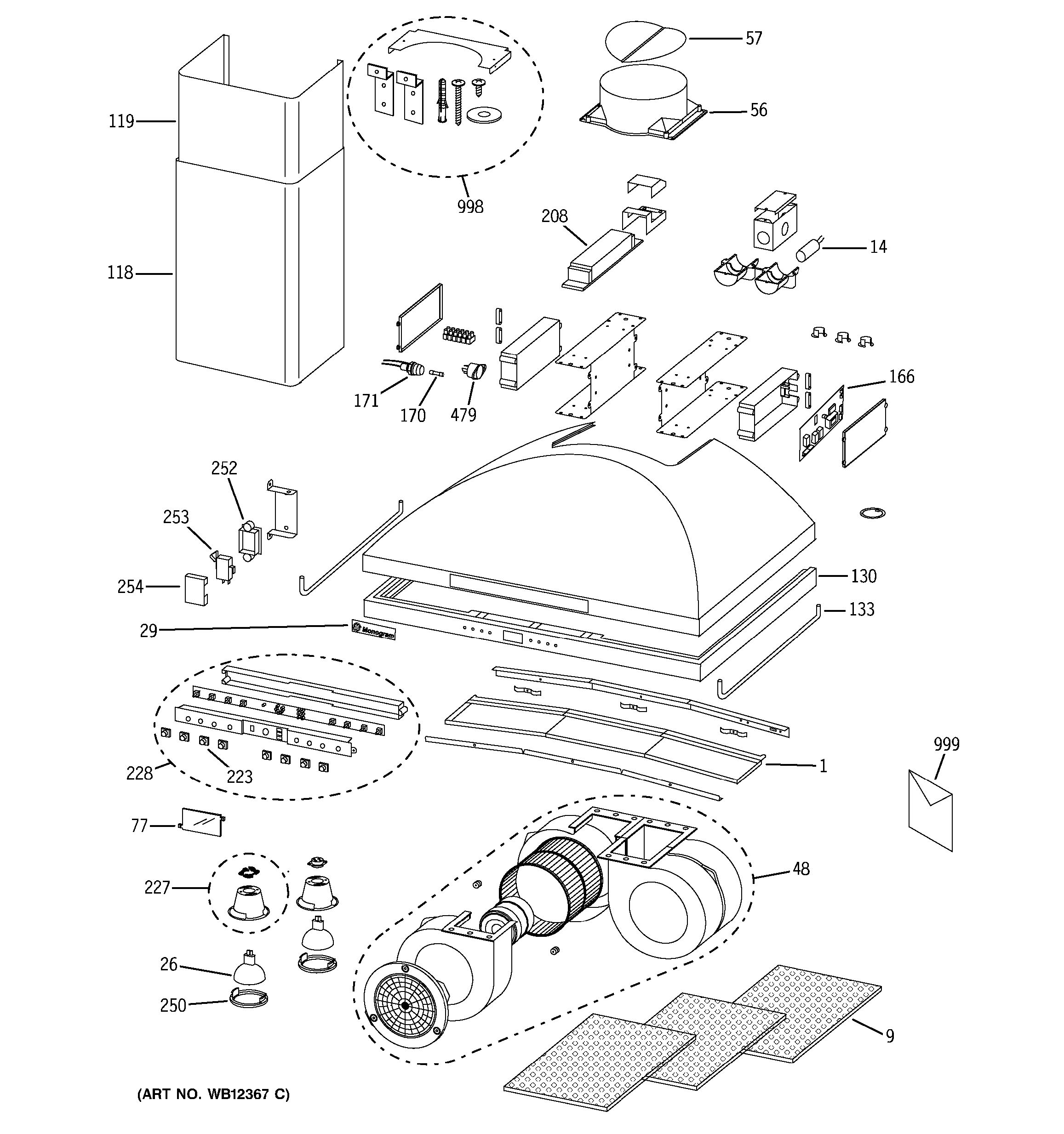 Assembly View for RANGE HOOD ZV950SD2SS