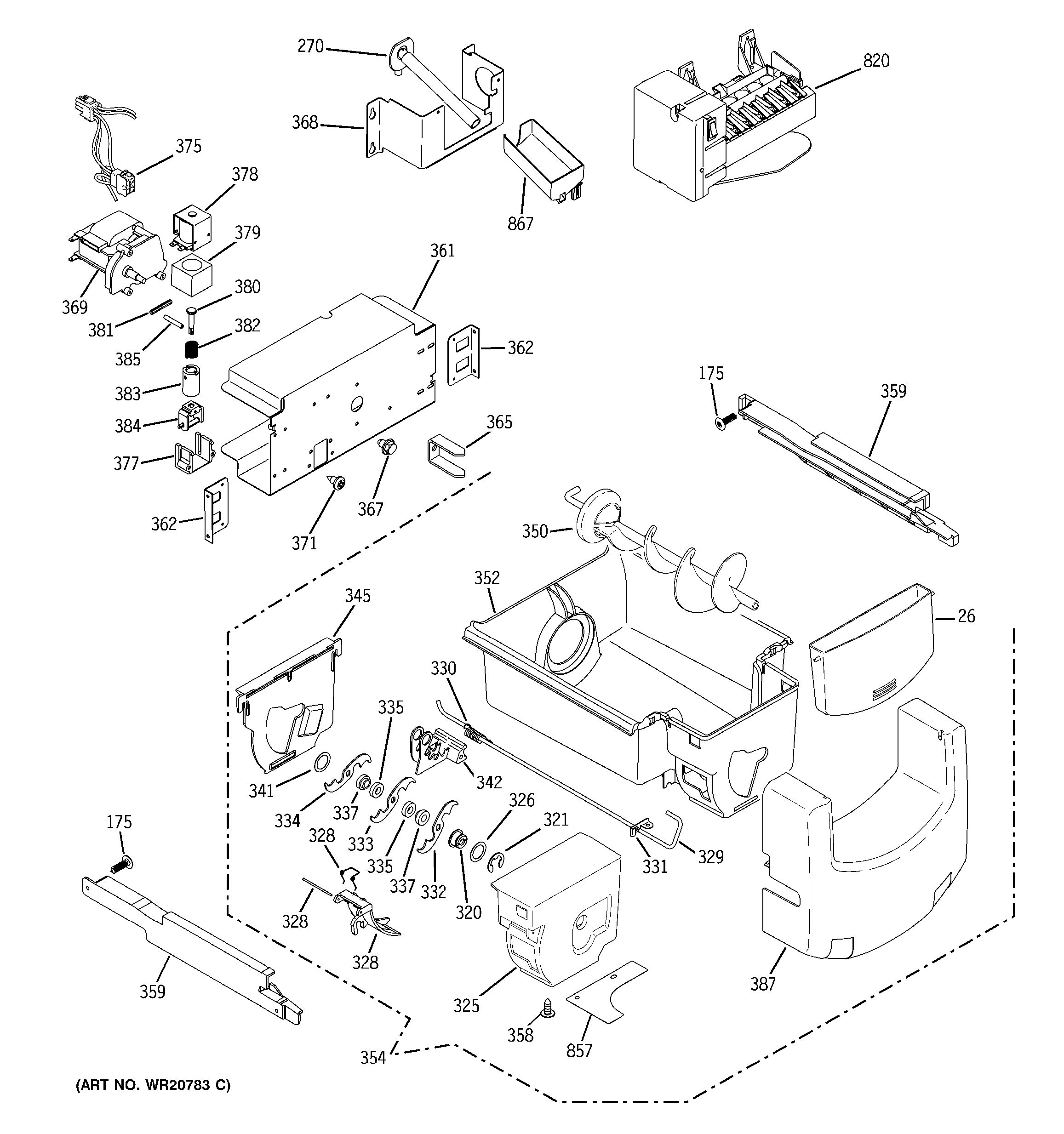 Assembly View for ICE MAKER & DISPENSER | PSSF3RGZBWW