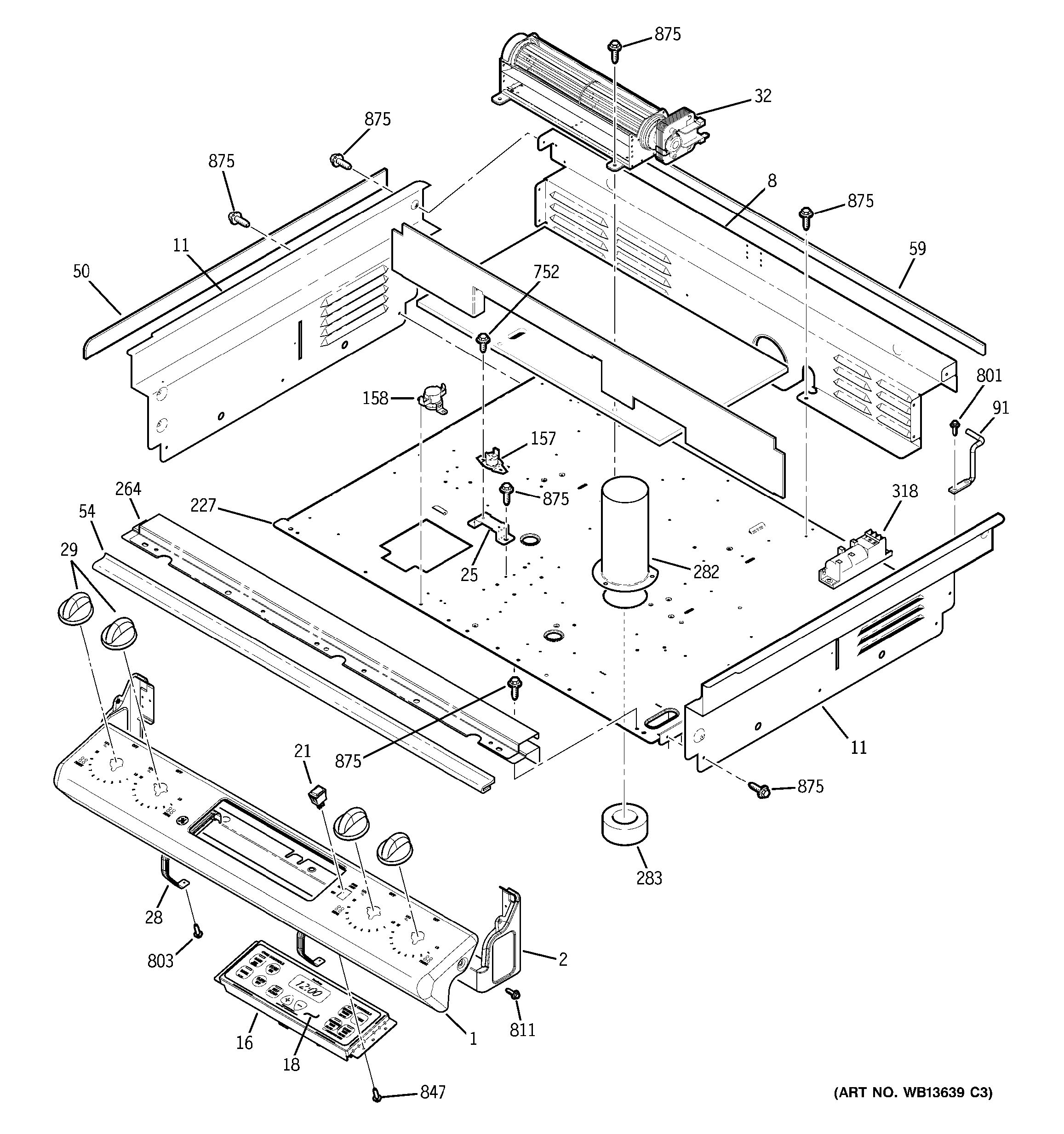 Assembly View for CONTROL PANEL & COOLING FAN | JGSP28SEN3SS