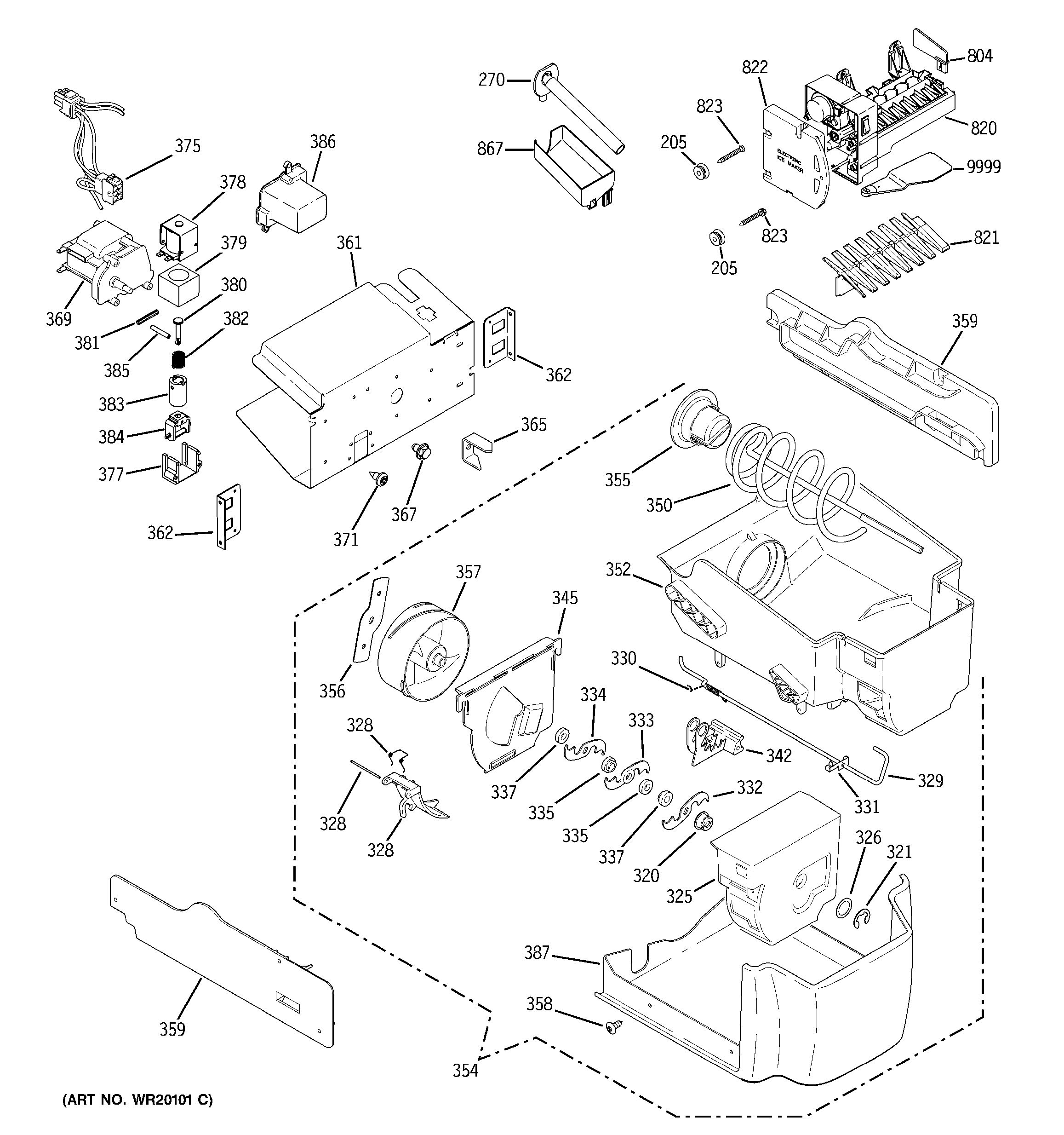 Assembly View for ICE MAKER & DISPENSER | PSC23NSWASS