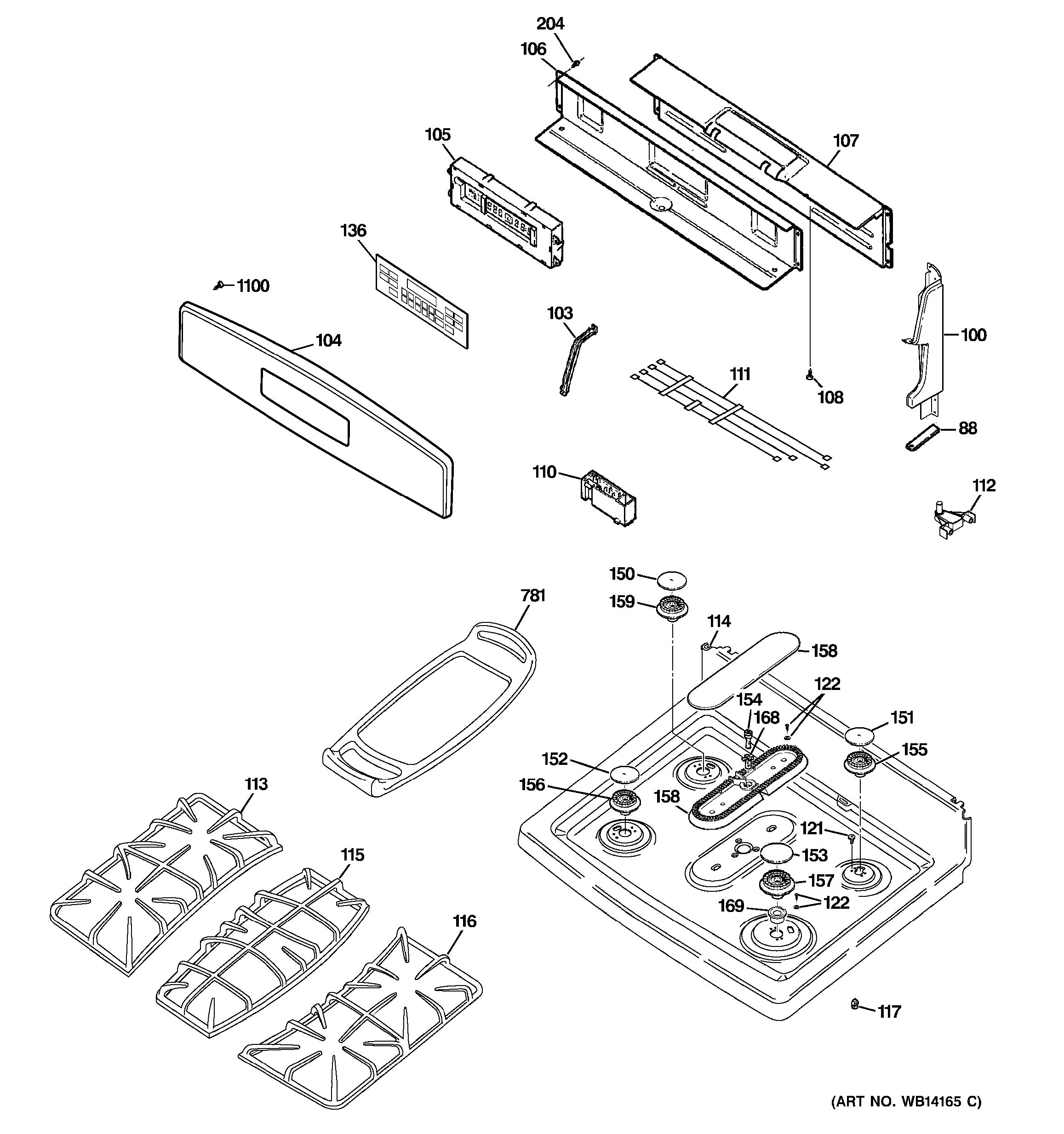 Assembly View for CONTROL PANEL & COOKTOP | PGB908SEM1SS