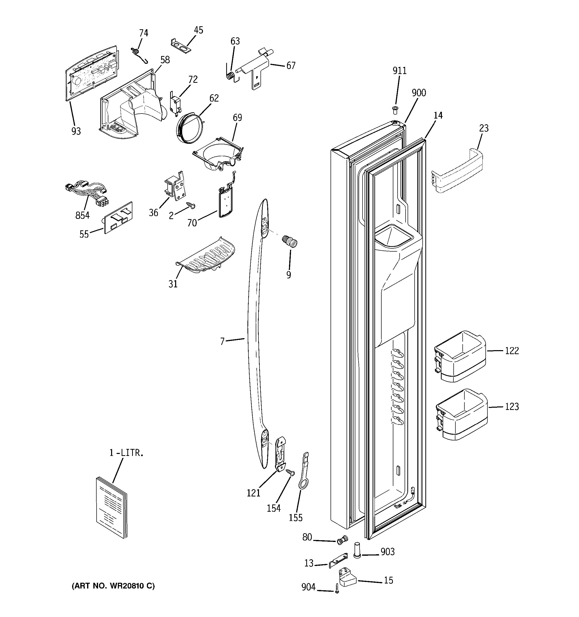 Assembly View For FREEZER DOOR | PSHF6MGZBEWW