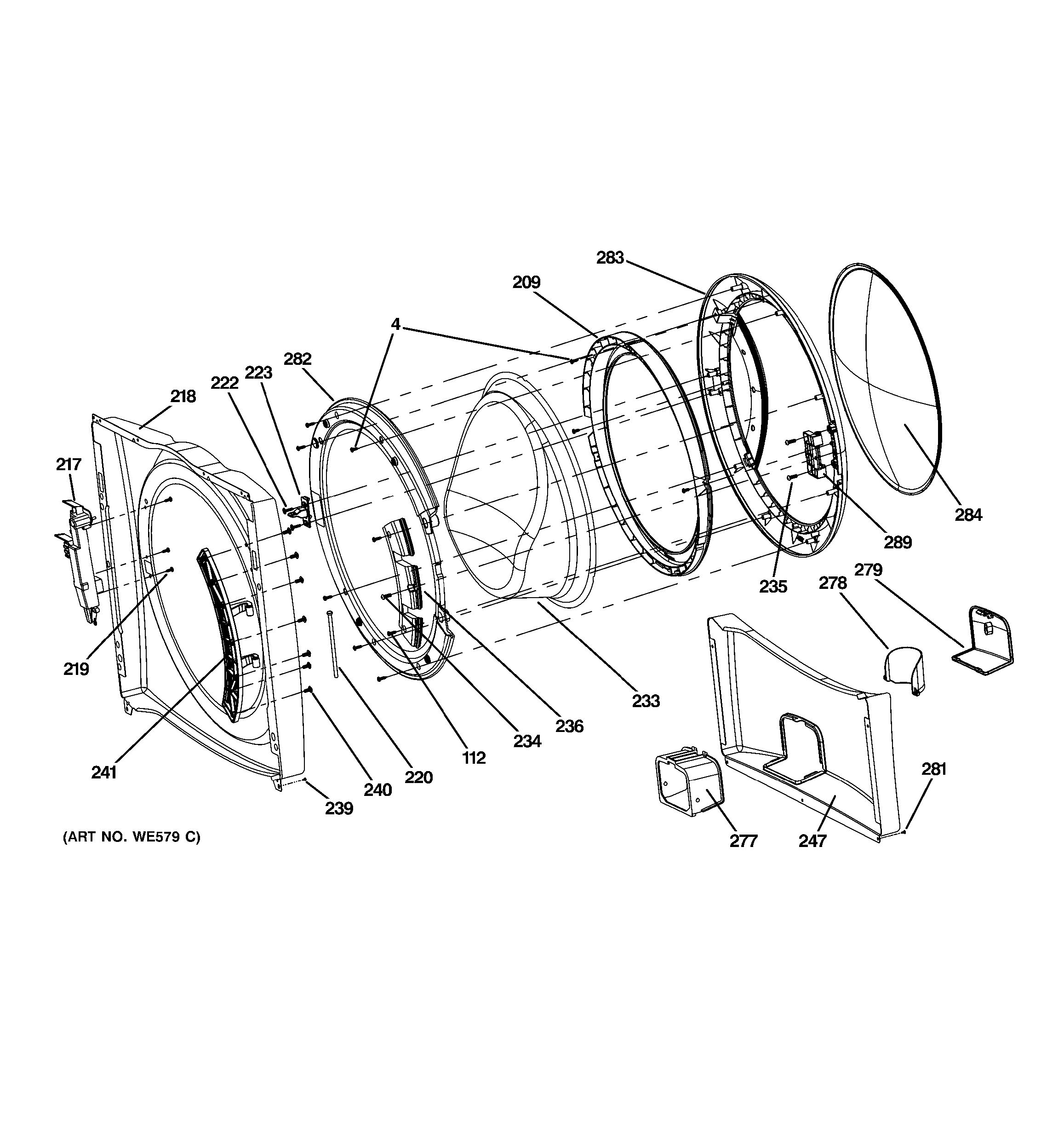 Assembly View for FRONT PANEL & DOOR | GFWH2400L0WW