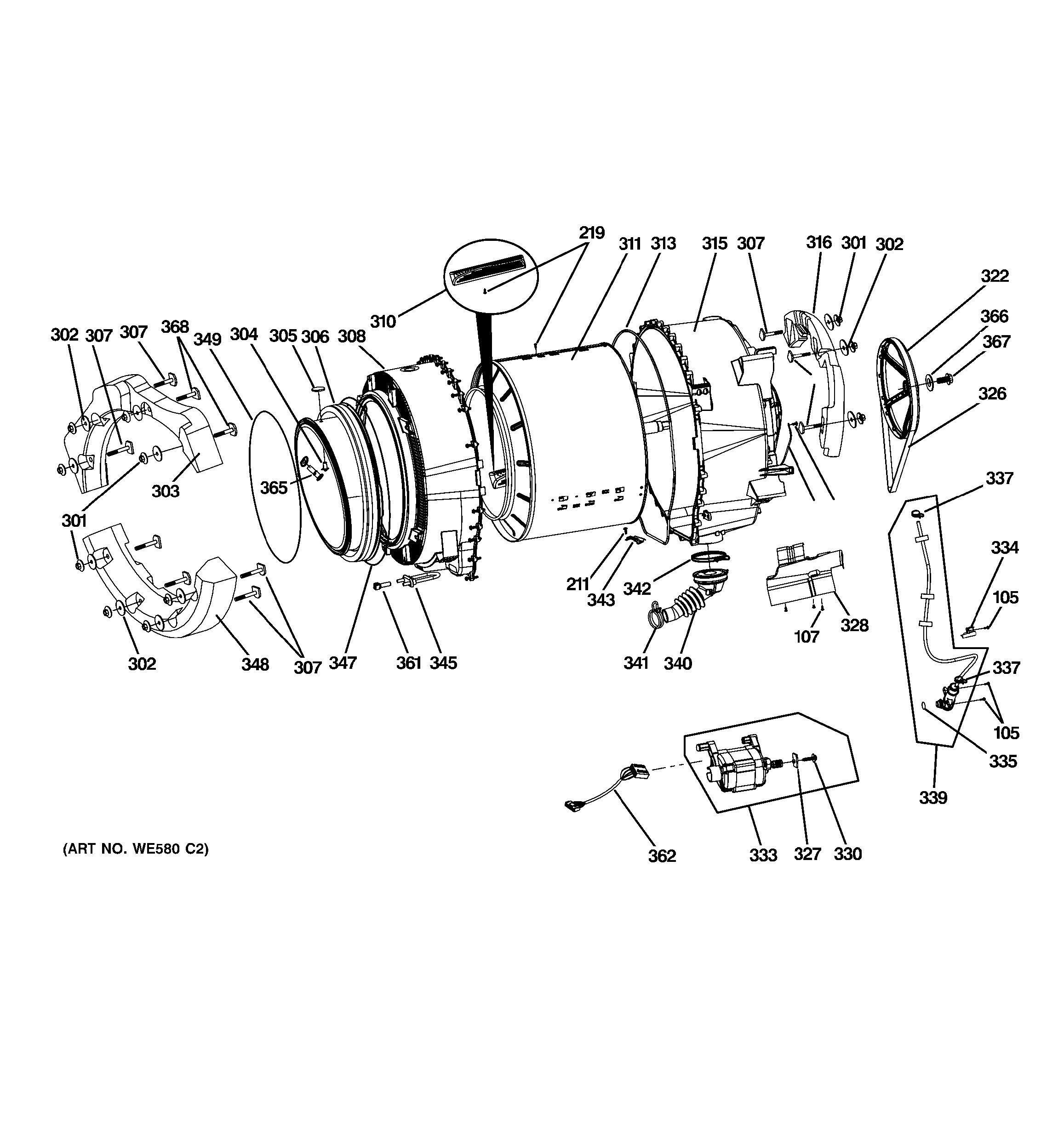 Assembly View for TUB & MOTOR | GFWS3500L0WW