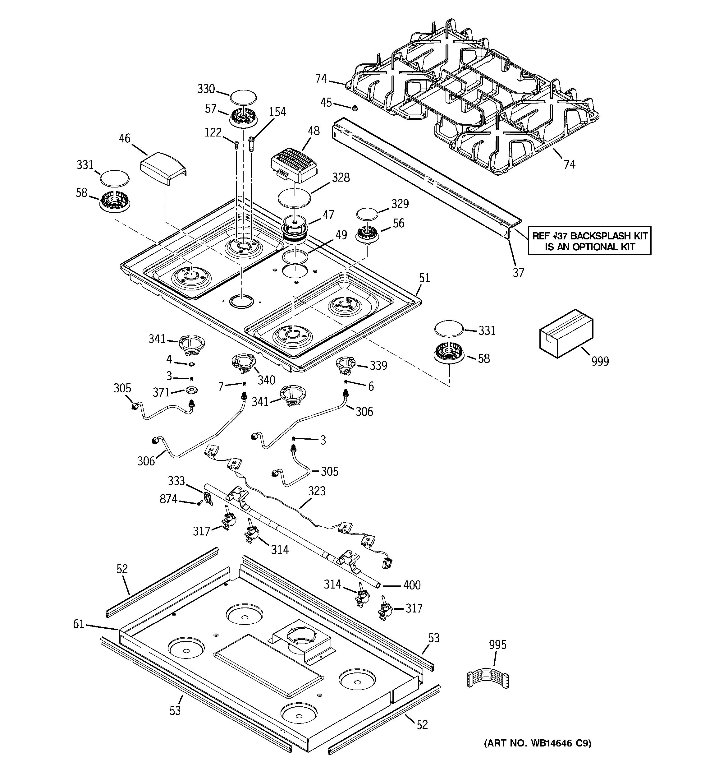 Assembly View for COOKTOP | JGSP28DEN3WW