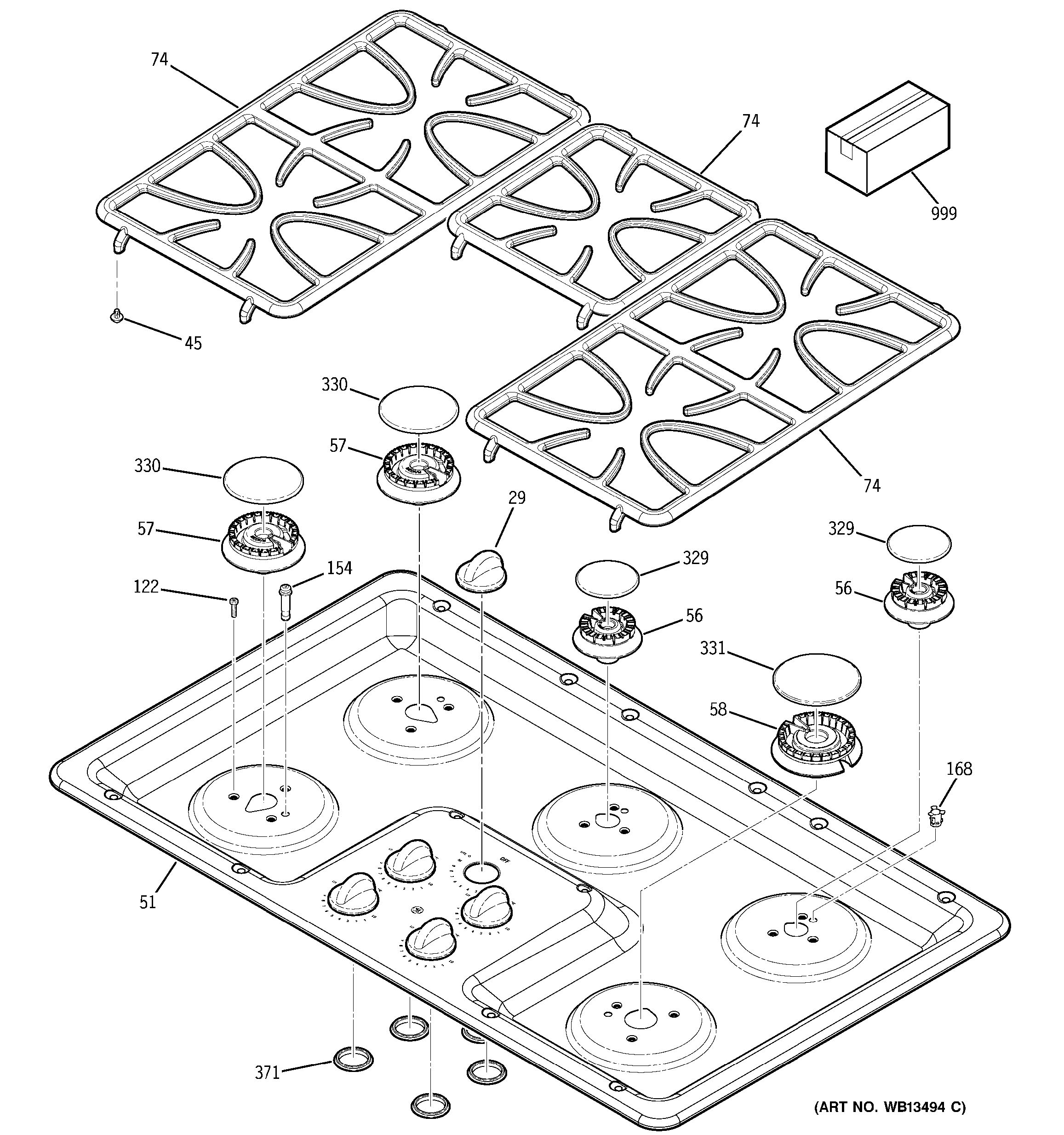 Assembly View for CONTROL PANEL & COOKTOP | JGP633SET1SS