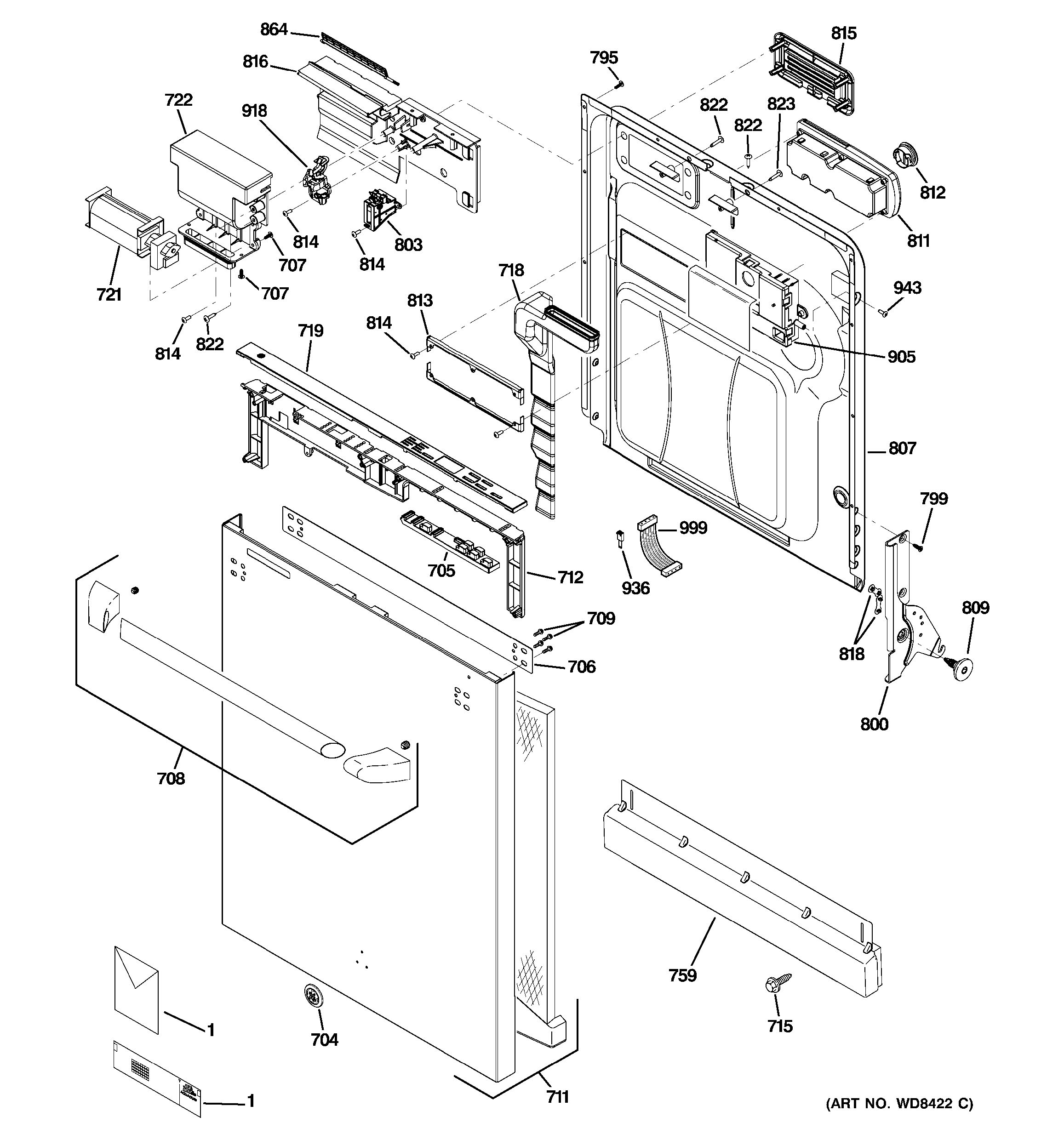 Assembly View for ESCUTCHEON & DOOR ASSEMBLY | CDWT280V05SS