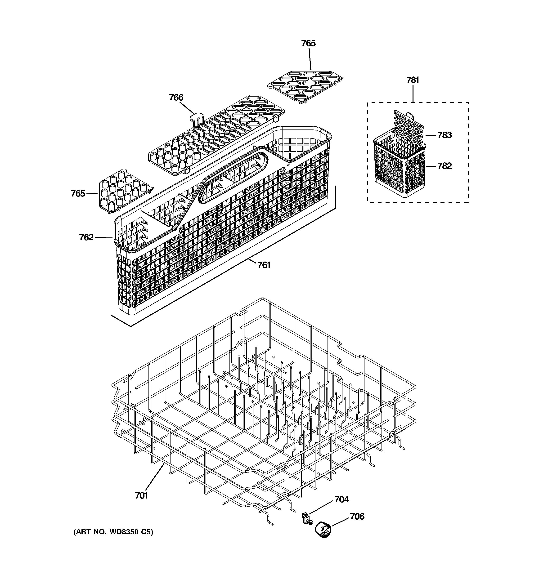 Assembly View for LOWER RACK ASSEMBLY | PDW7880V00SS