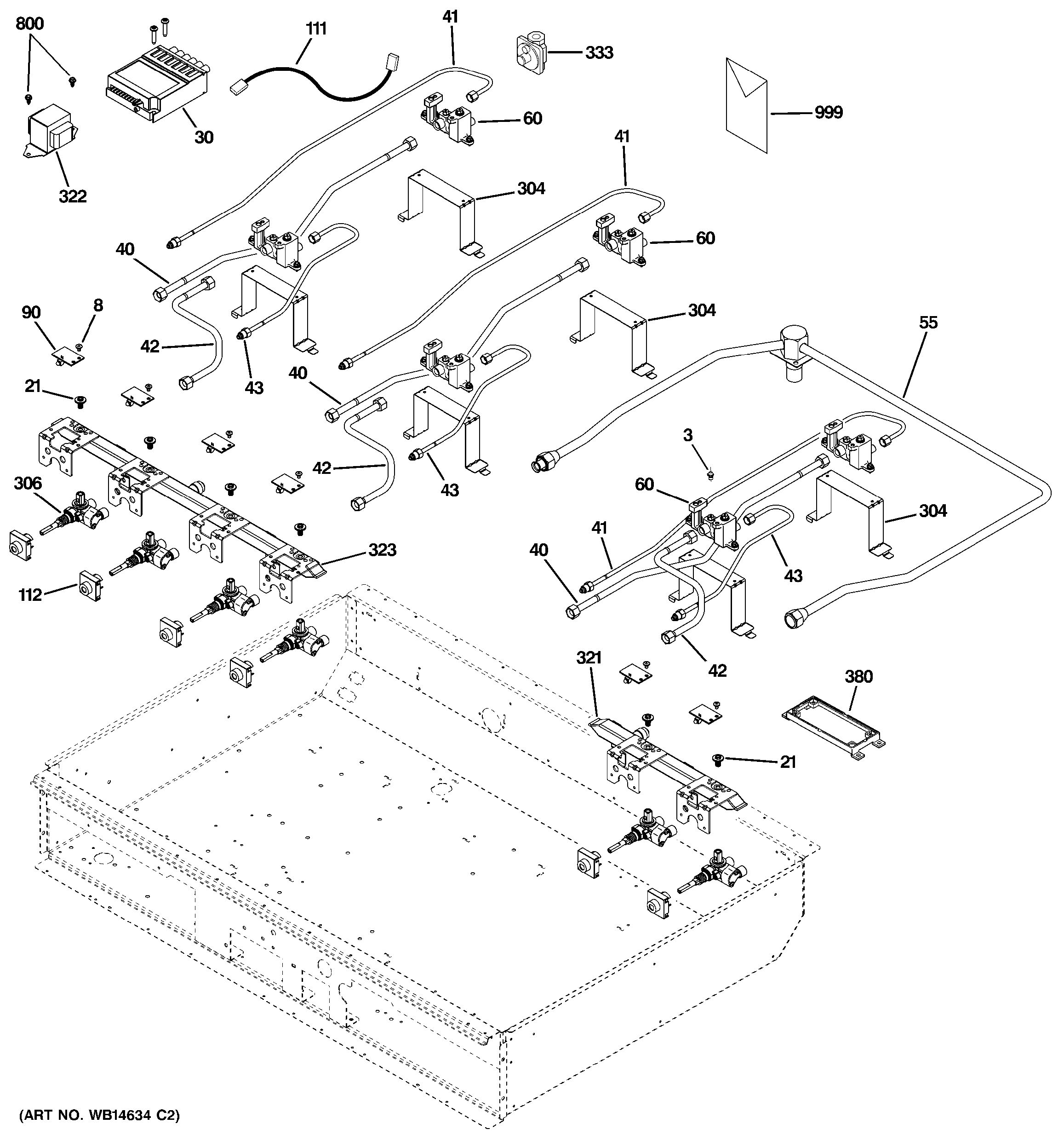 Assembly View for GAS & BURNER PARTS | ZGU366NP5SS