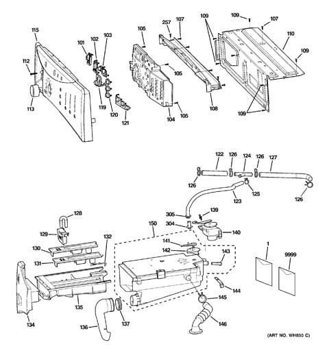 General Electric GFWN1600J1WW Parts List Reliable Parts