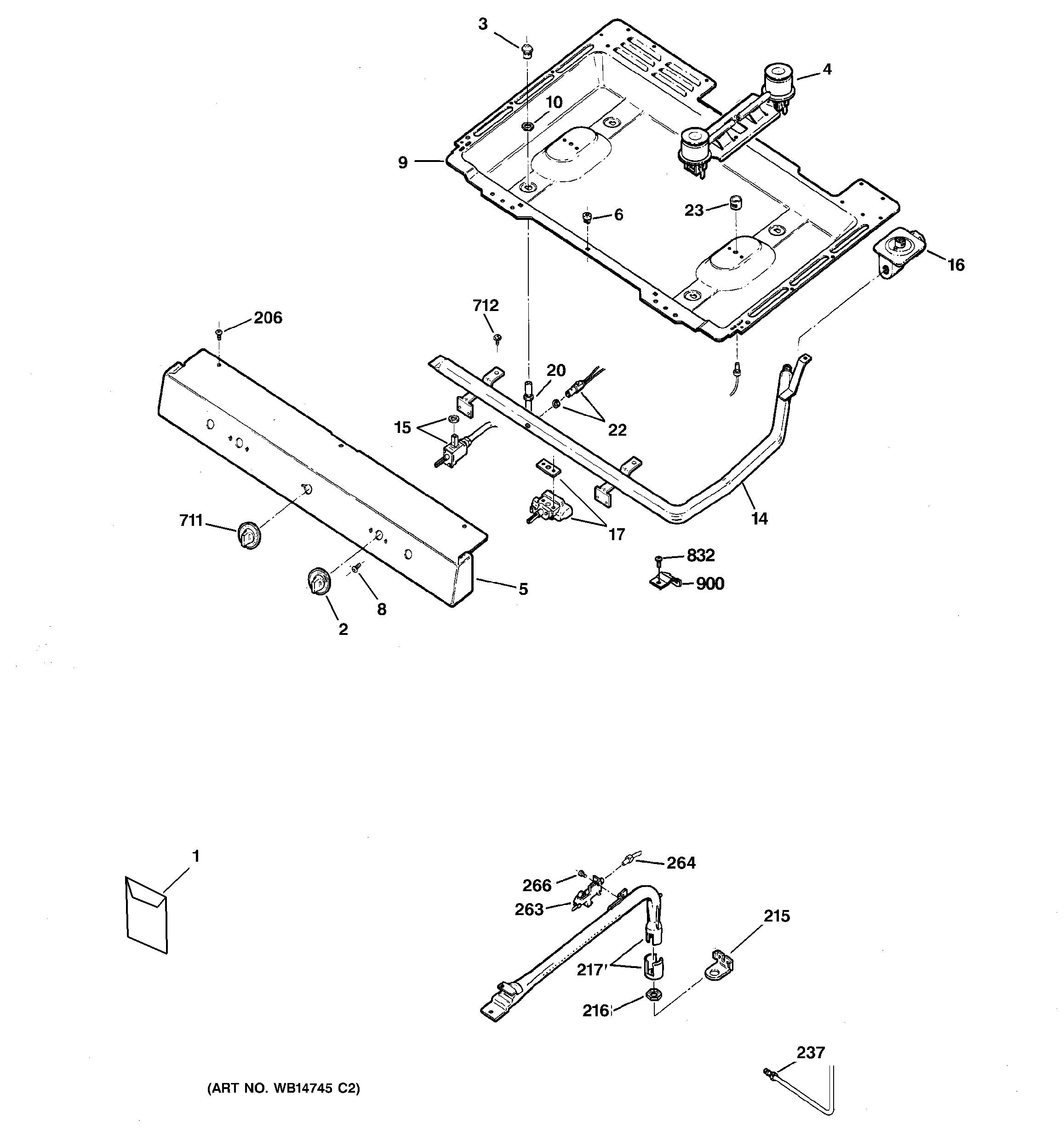 Assembly View For Gas & Burner Parts 