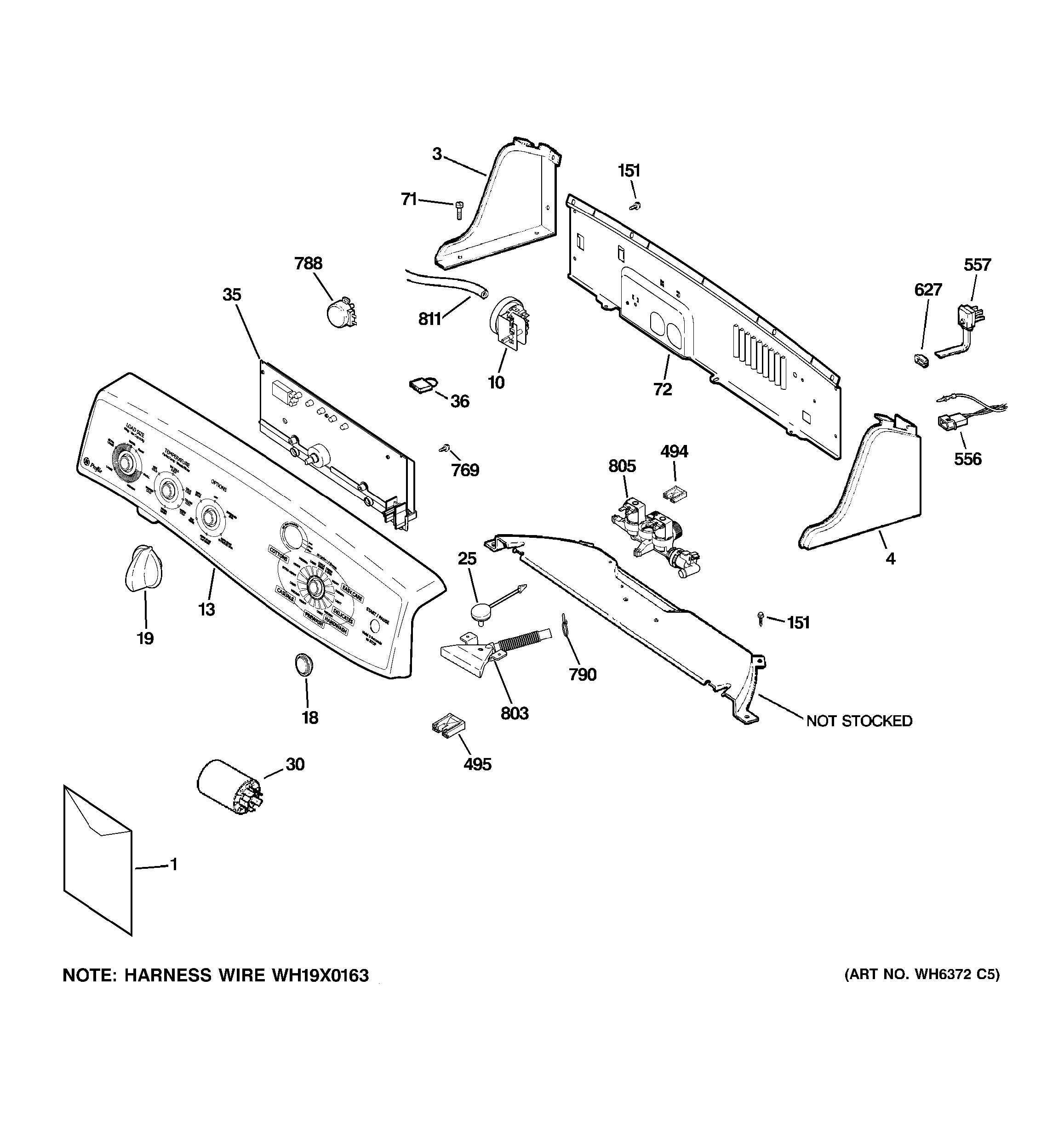 Assembly View for CONTROLS & BACKSPLASH | PTWN6050M1WT