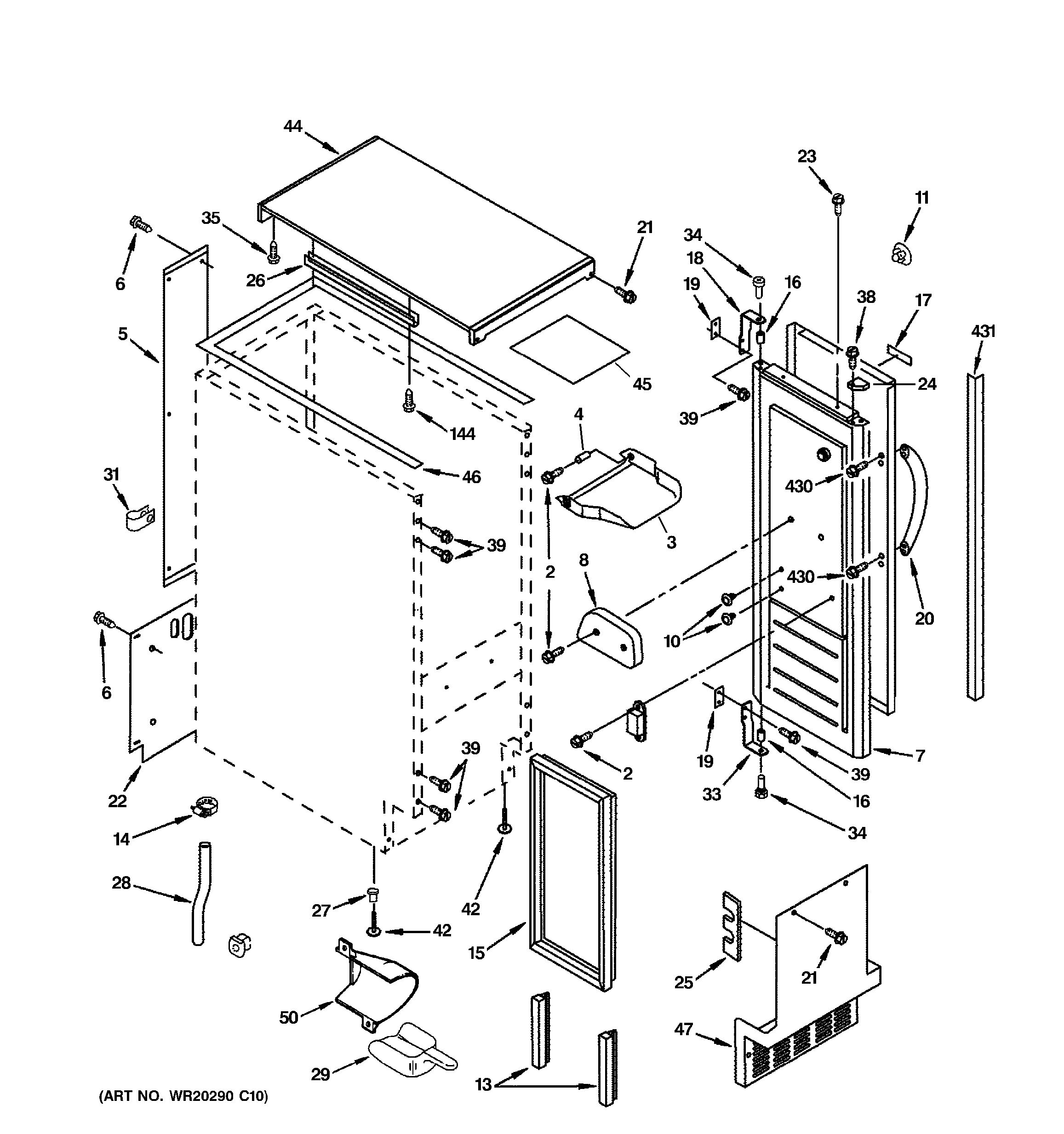 Assembly View for CABINET, LINER & DOOR PARTS | ZDIC150WBB