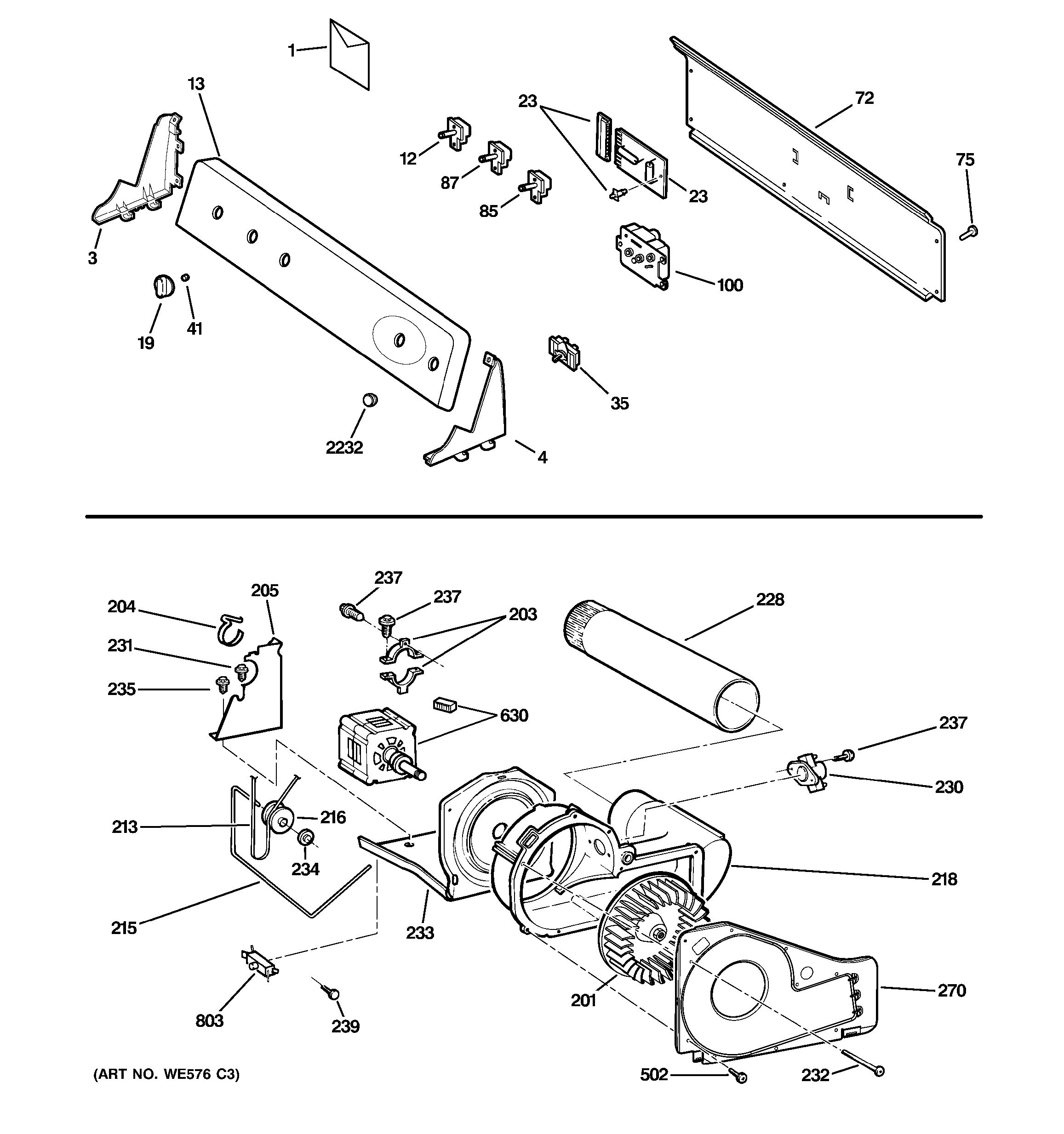 Assembly View for BACKSPLASH, BLOWER & MOTOR ASSEMBLY | PTDN600GM0WT