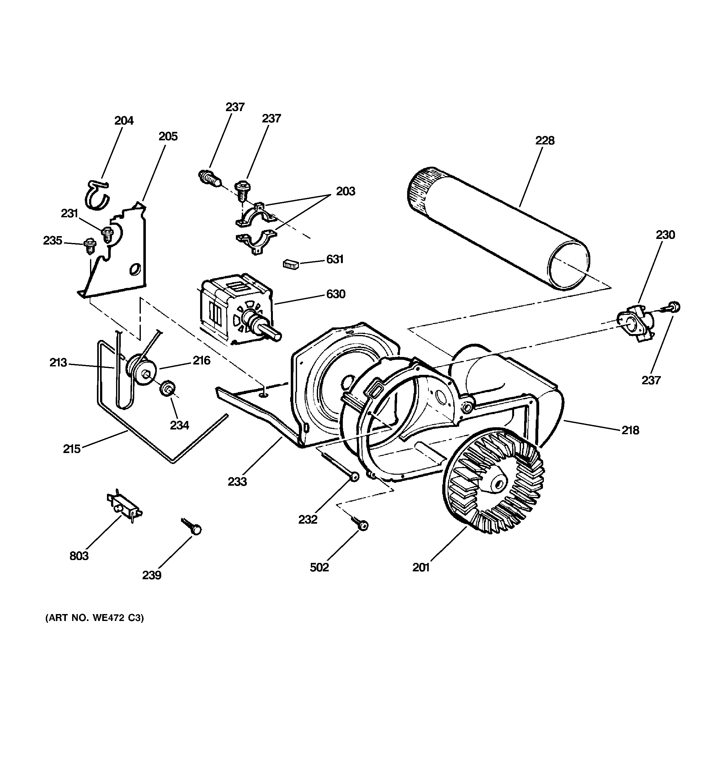 Assembly View for BLOWER & DRIVE ASSEMBLY DDC4400T5WH