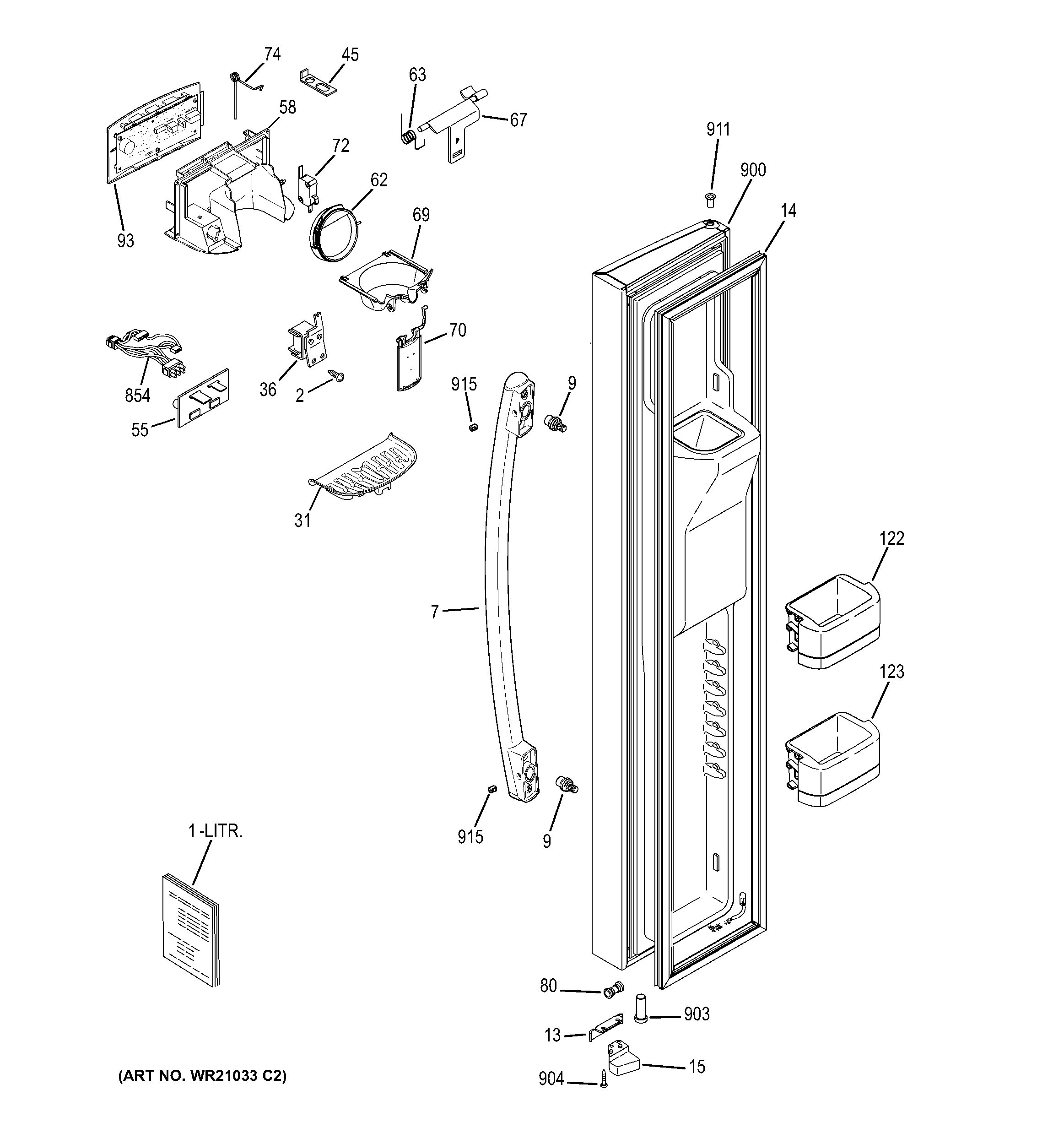 Assembly View for FREEZER DOOR PSE26KSEEESS
