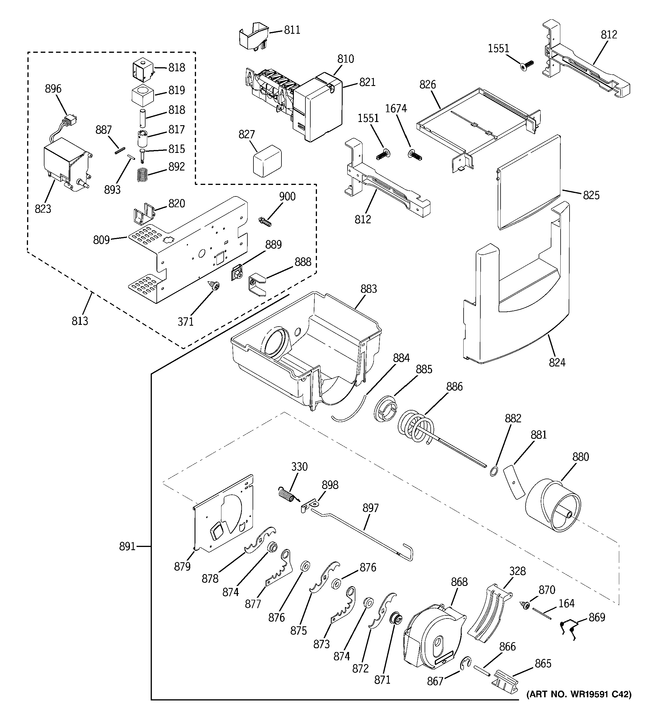 Assembly View for ICE MAKER & DISPENSER ZISB420DXA