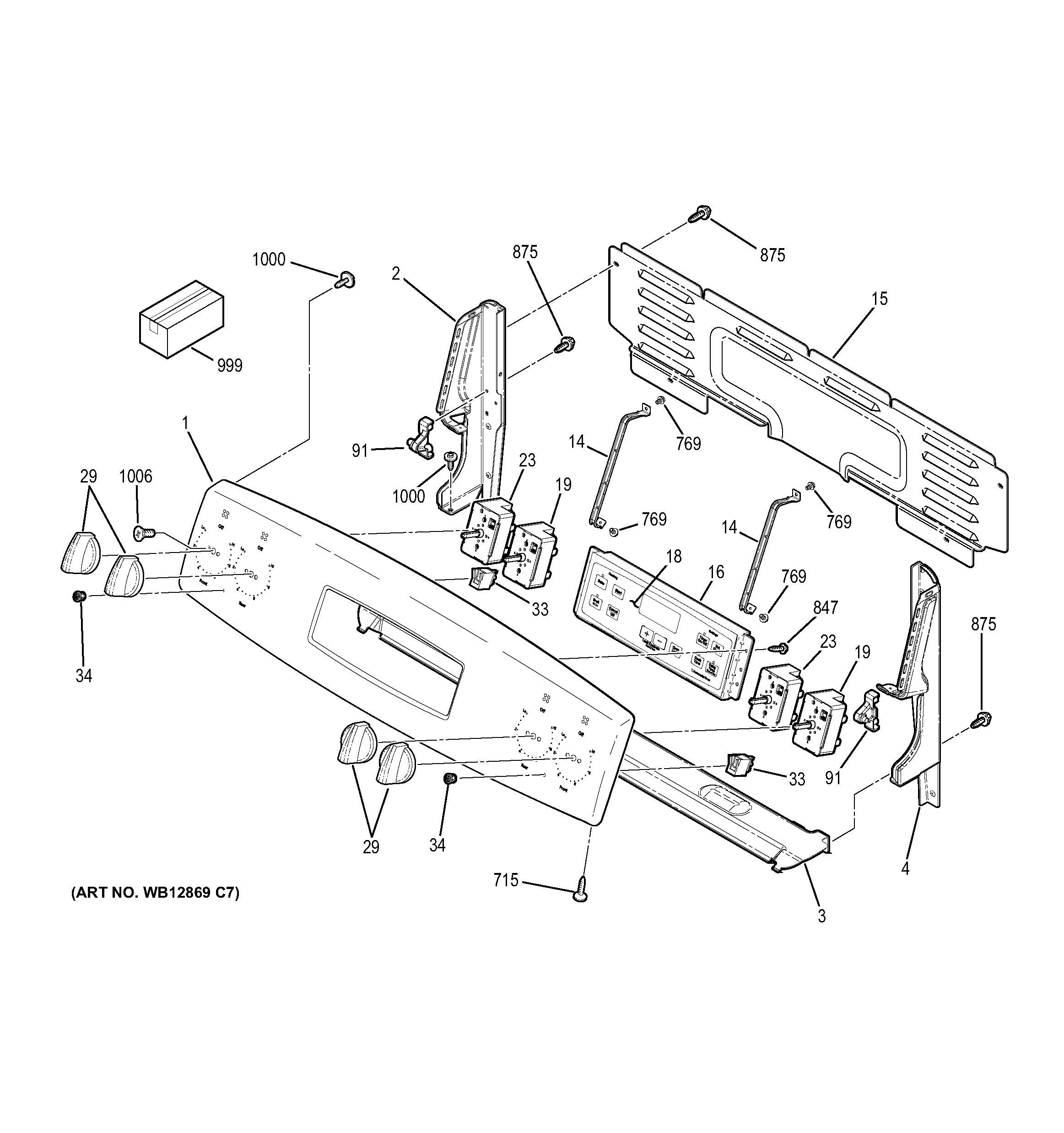 Assembly View for CONTROL PANEL | JB250DF1WW