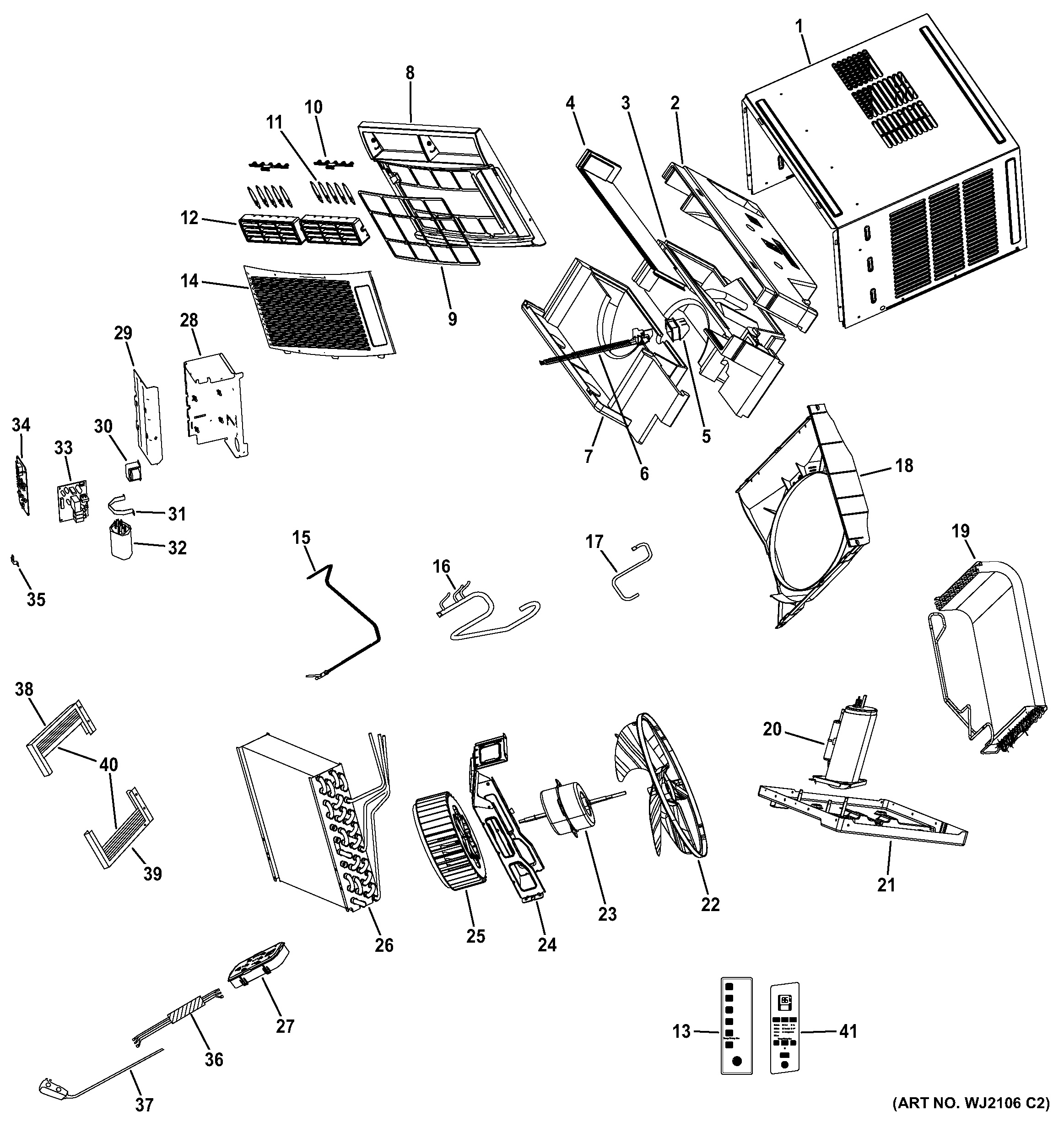 Assembly View For Room Air Conditioner Ahh10asq1 2882