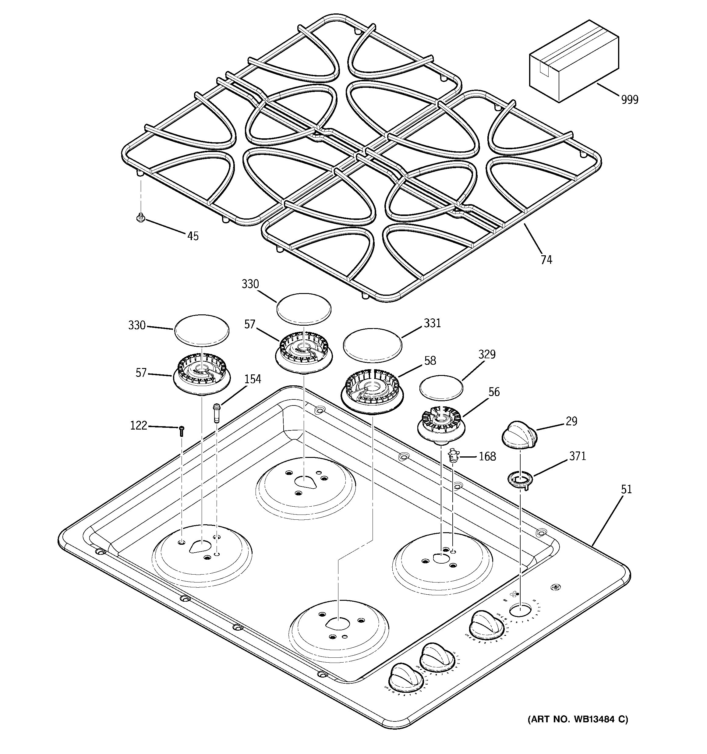 Assembly View for CONTROL PANEL & COOKTOP | JGP329SET2SS