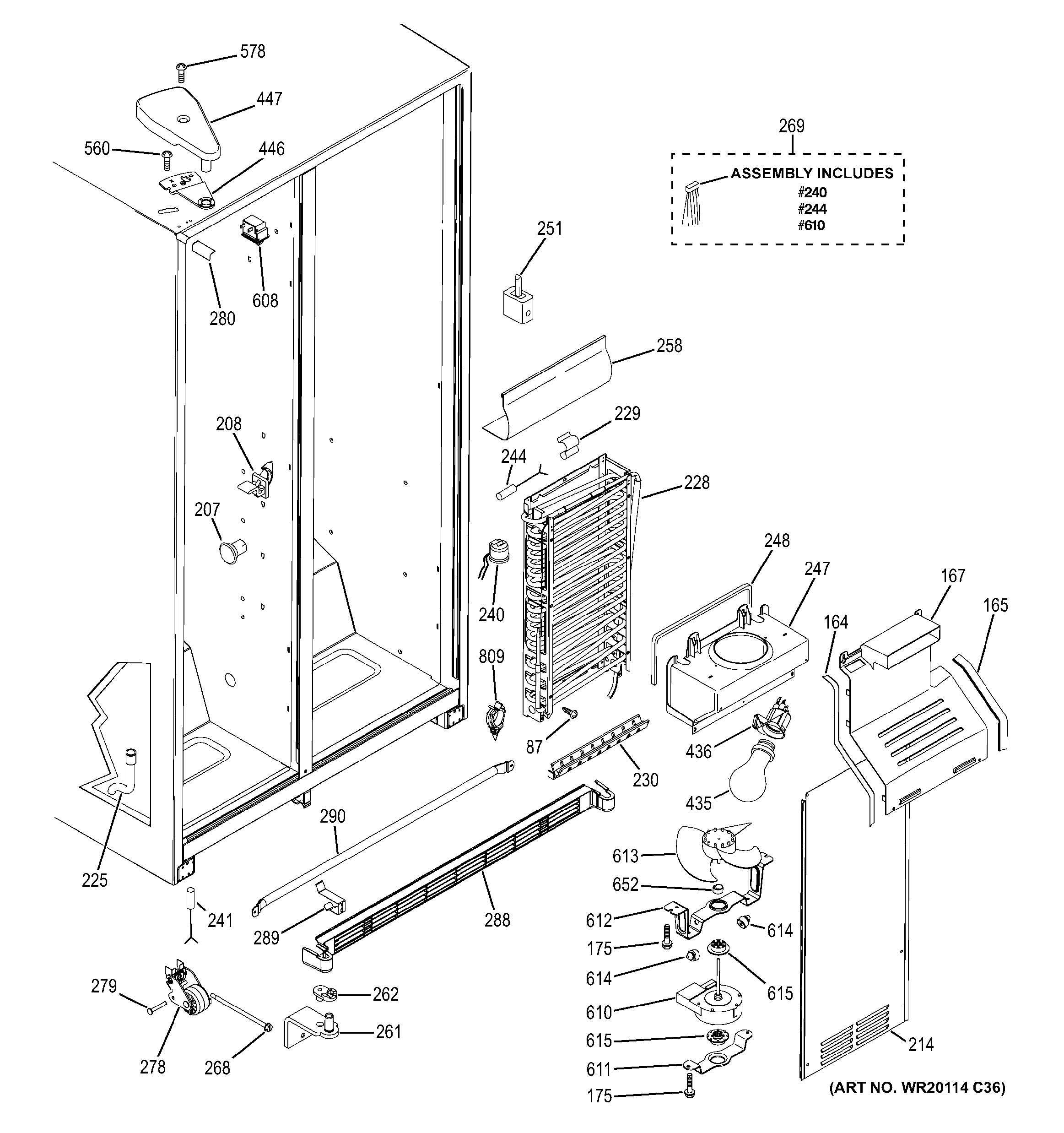 Assembly View for FREEZER SECTION GSH25JGDCBB