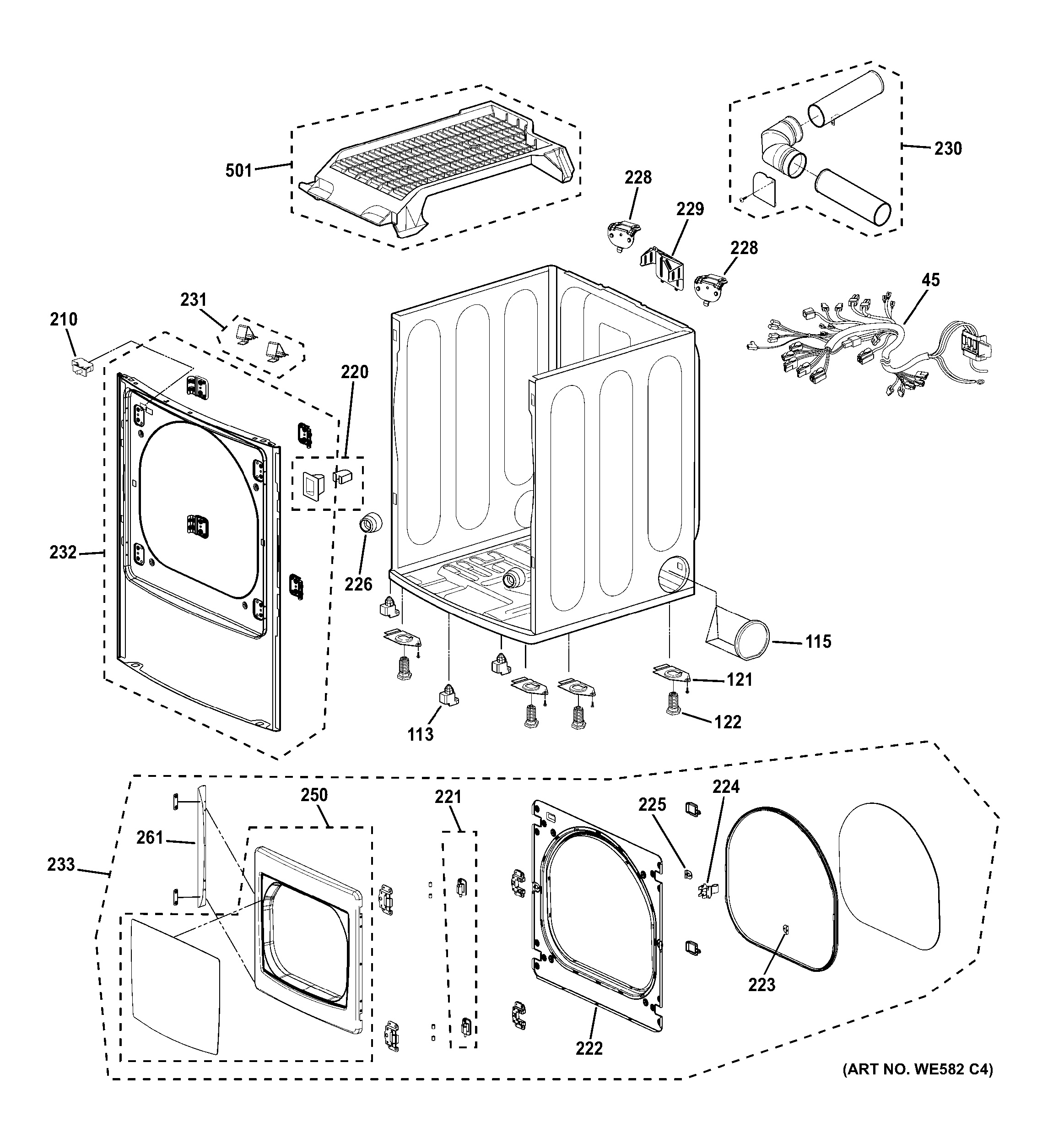 Assembly View for CABINET, FRONT PANEL & DOOR | PTDS850EM0WW