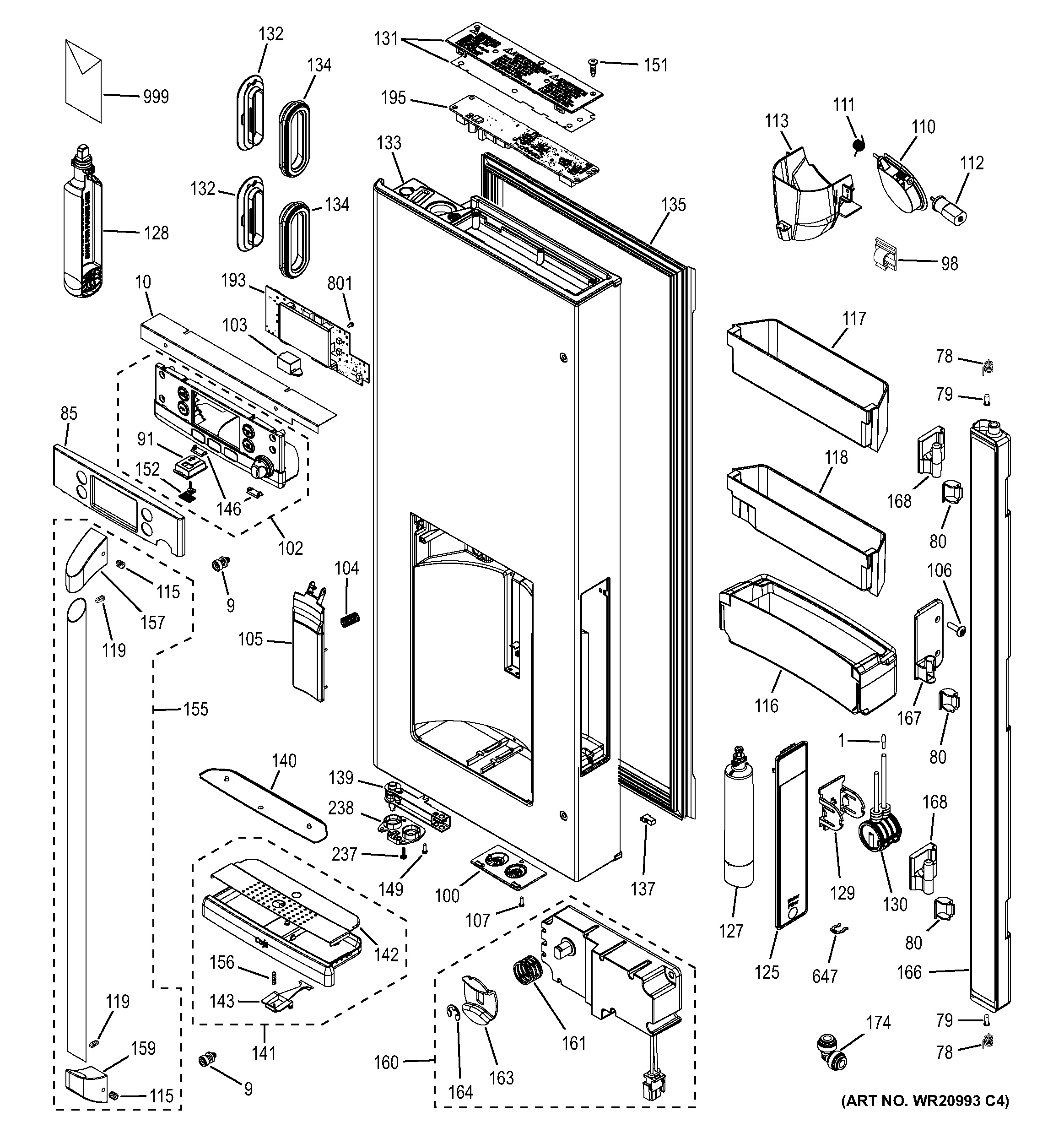 Assembly View for DISPENSER DOOR CYE23TSDCSS