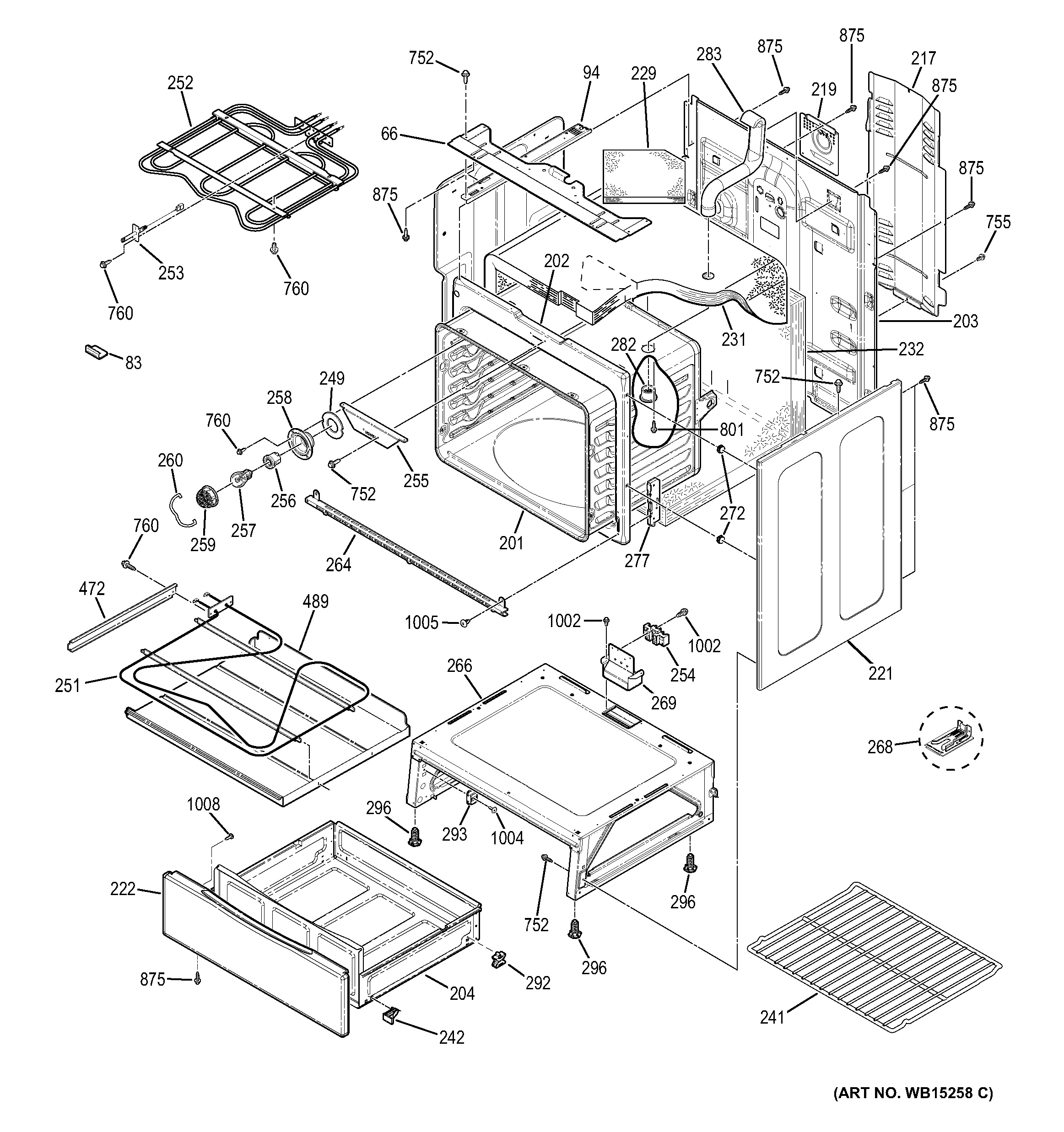 Assembly View for BODY PARTS JB650SF1SS