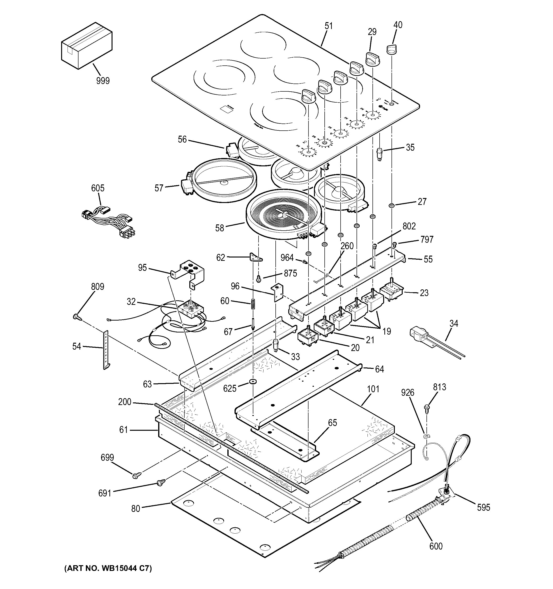 Assembly View for CONTROL PANEL & COOKTOP PP944ST2SS