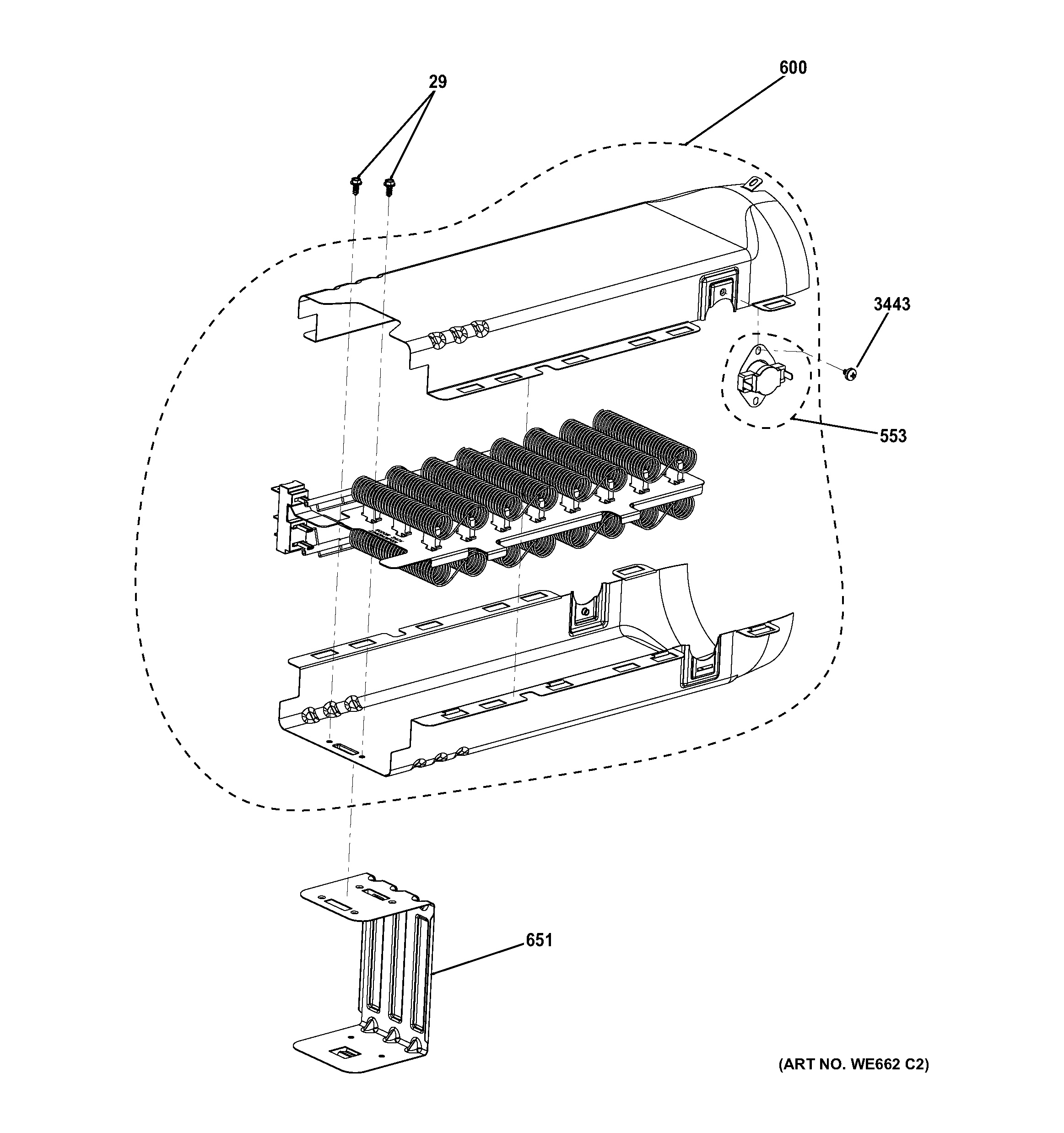 Assembly View for ELECTRIC HEATER & BRACKETS GTDS855ED0MC